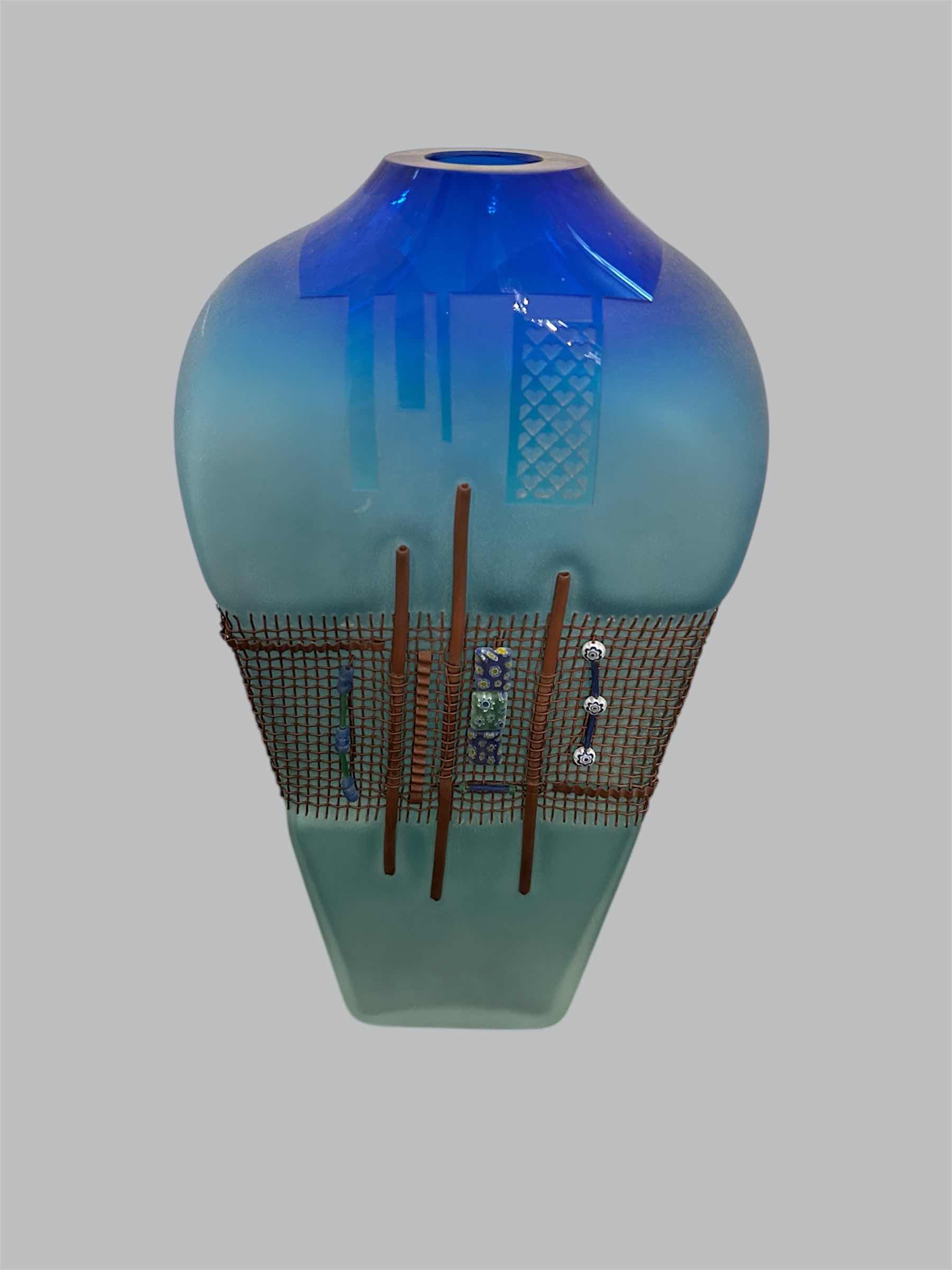 Photo 1 of ACID ETCHED STUDIO ART GLASS VASE H 12" RETAIL