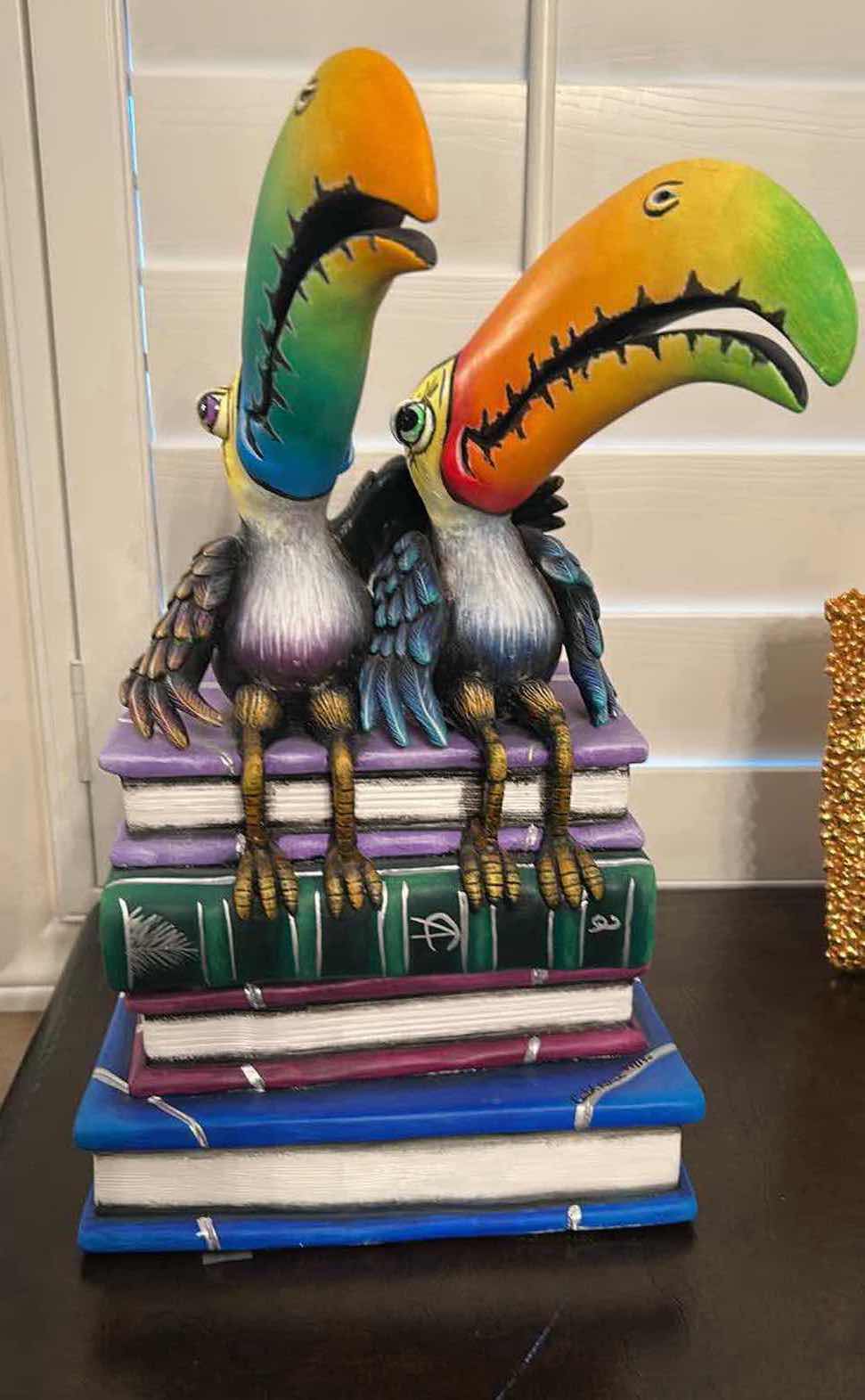 Photo 1 of "TOUCANS BOOK CLUB " SCULPTURE BY ARTIST DUO CARLOS AND ALBERT H 12"