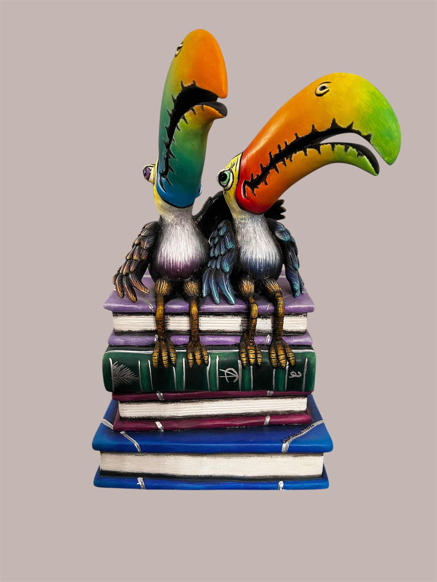 Photo 1 of "TOUCANS BOOK CLUB " SCULPTURE BY ARTIST DUO CARLOS AND ALBERT H 12"