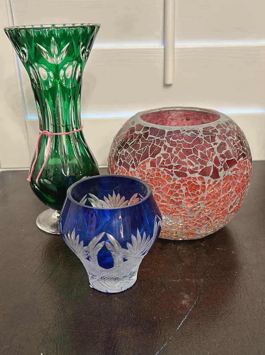 Photo 1 of 3- GLASS ETCHED VASES