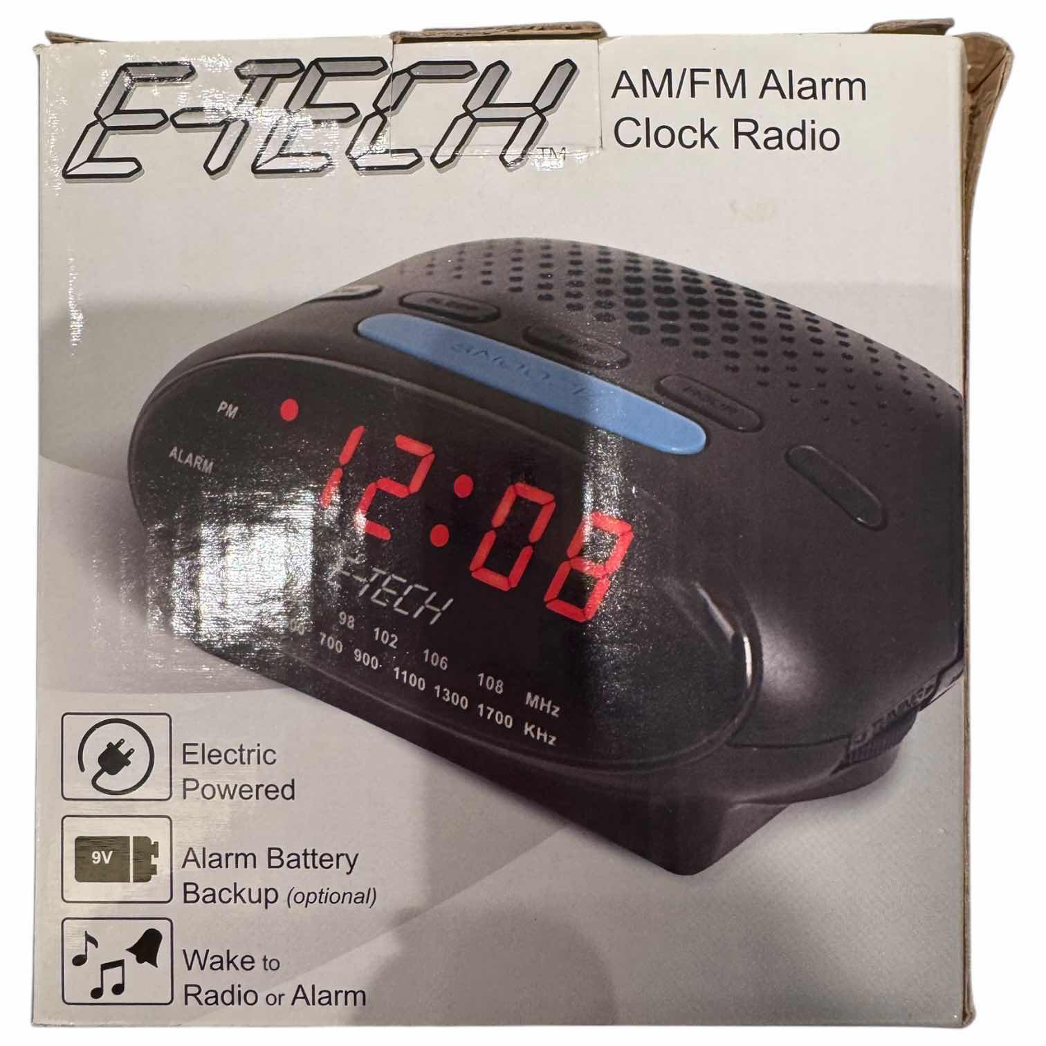 Photo 1 of E TECH AM/FM CLOCK RADIO EQUAY BRAUN BAI PICK ME UP ALARM CLOCKS 3.5” X H4”