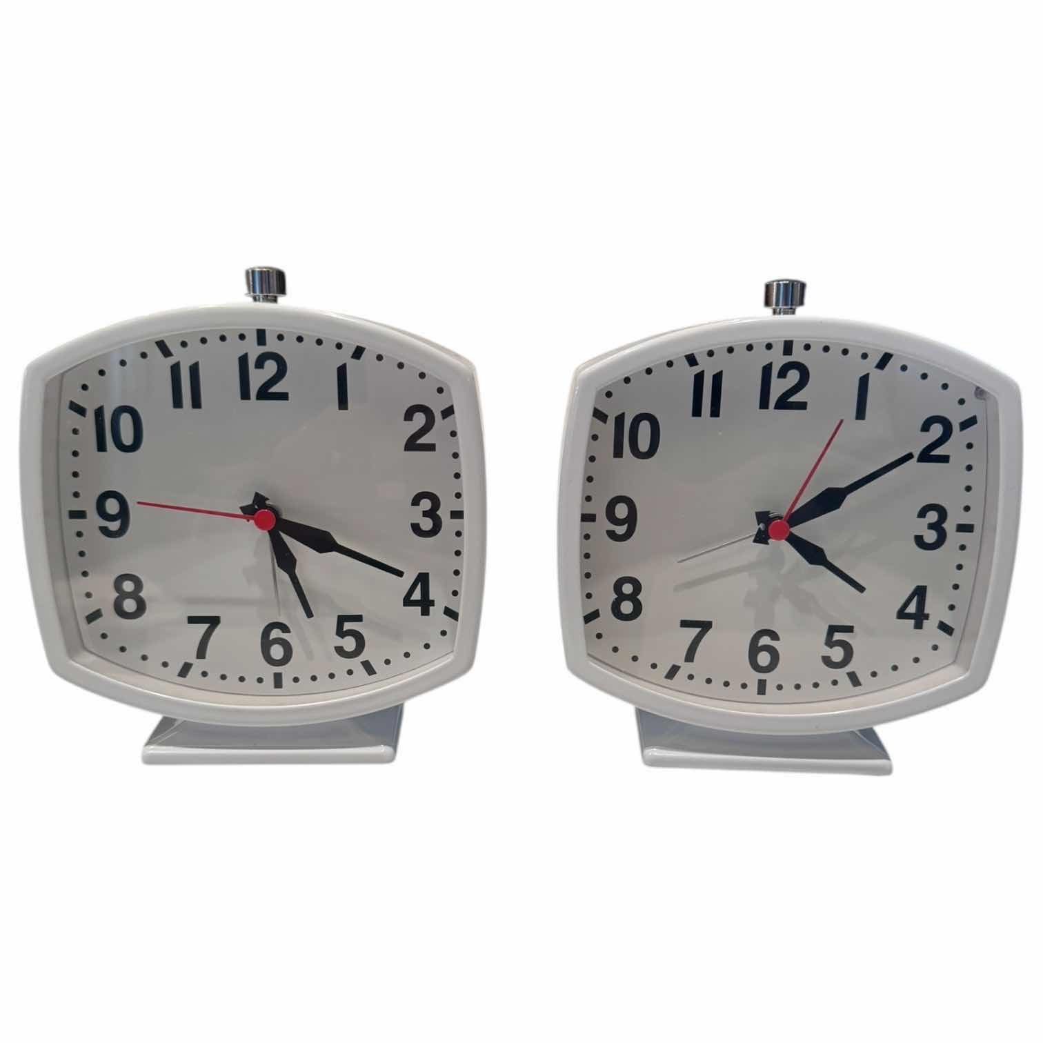 Photo 1 of 2- ASHTON SUTTON METAL ANALOG ALARM CLOCK WHITE 5” X 2” X H5.25”