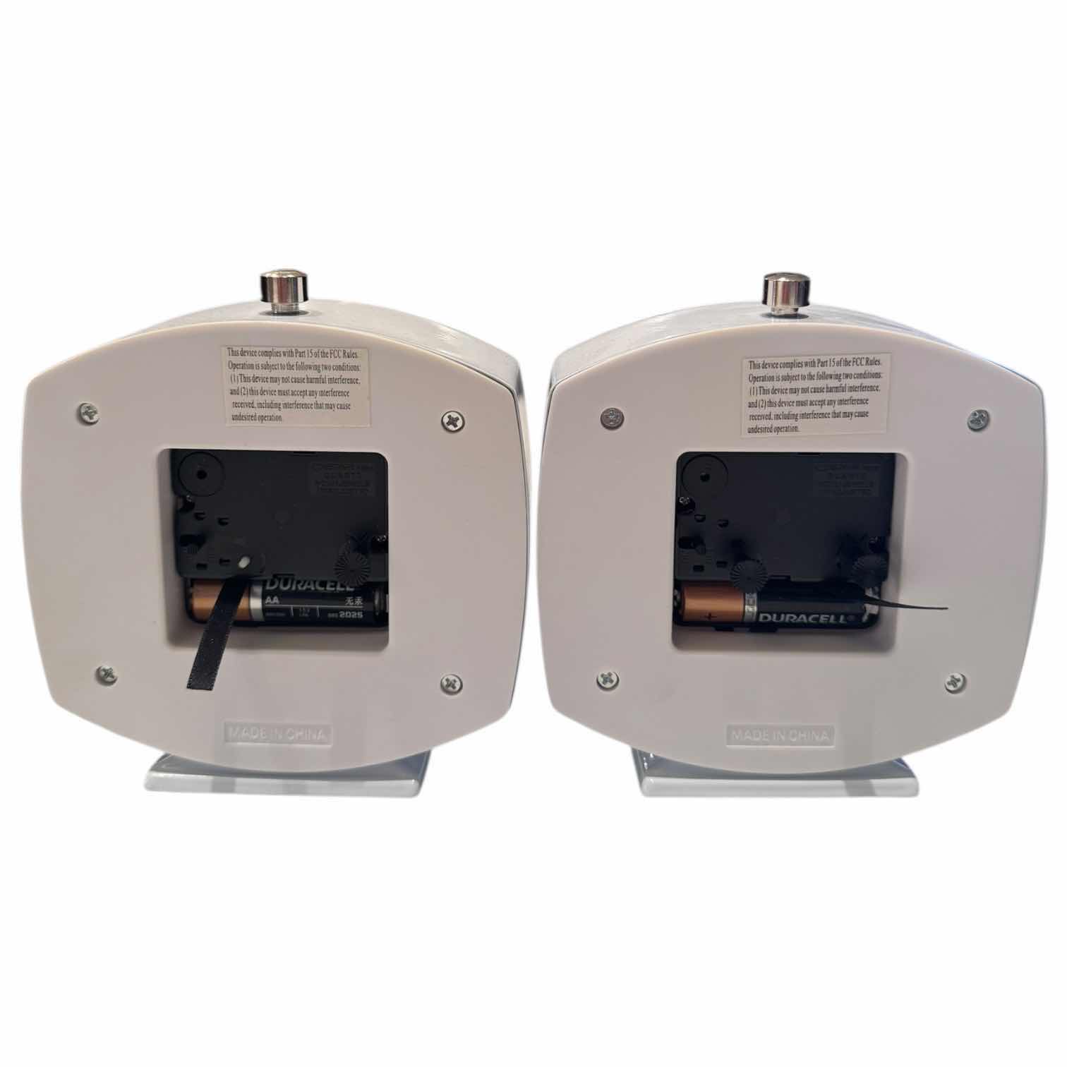 Photo 1 of 2- ASHTON SUTTON METAL ANALOG ALARM CLOCK WHITE 5” X 2” X H5.25”