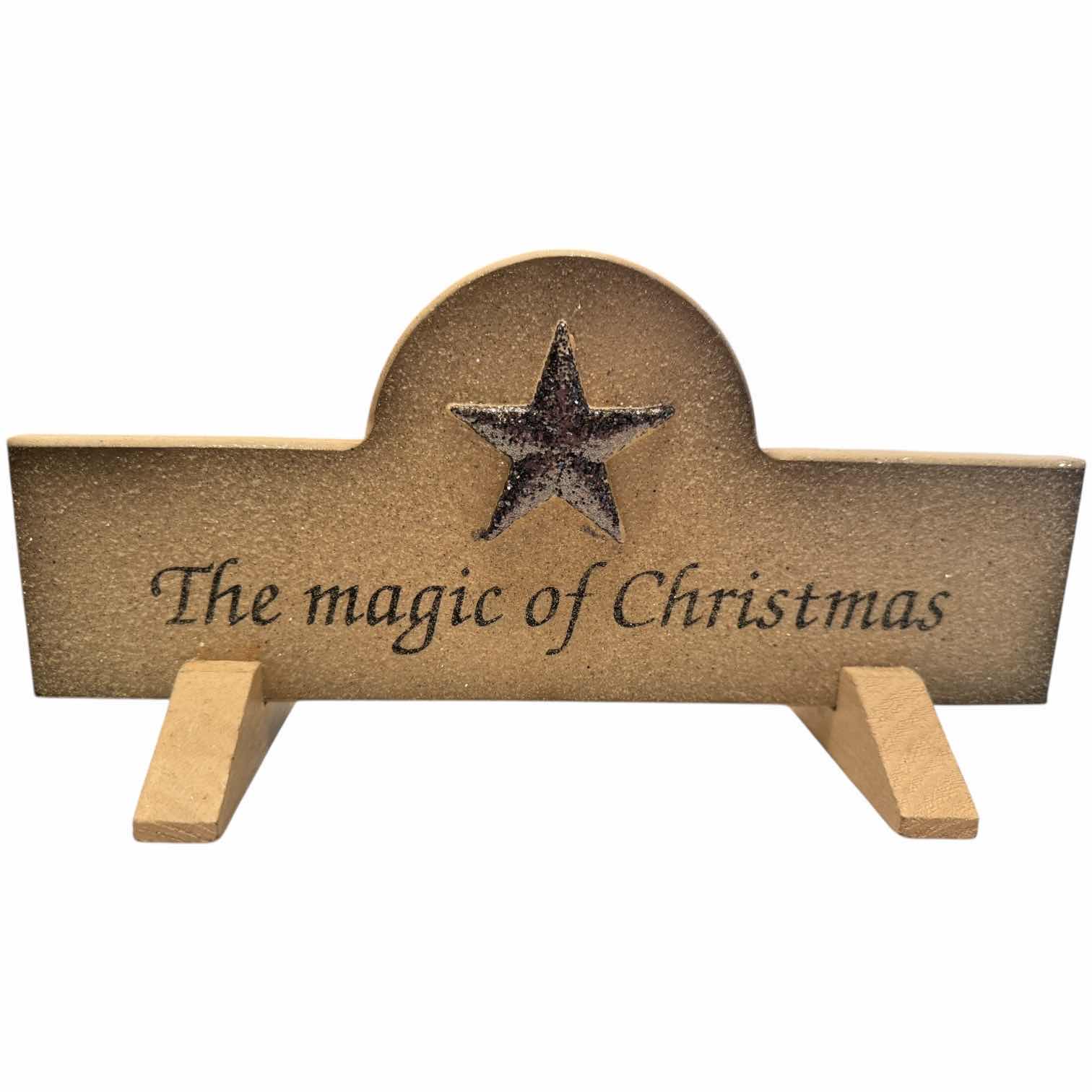 Photo 1 of 3- BLACK ANALOG CLOCK CHRISTMAS STAR RUSTIC WOODEN STAND CHRISTMAS TREE DECORATION H10”