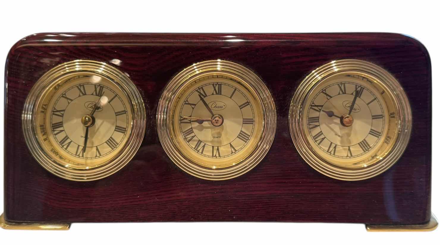 Photo 1 of CHASS CLOCK SET DESKTOP AND NEW BERKUS GOLD TONE CLOCK 9” X 2” X H3.5”