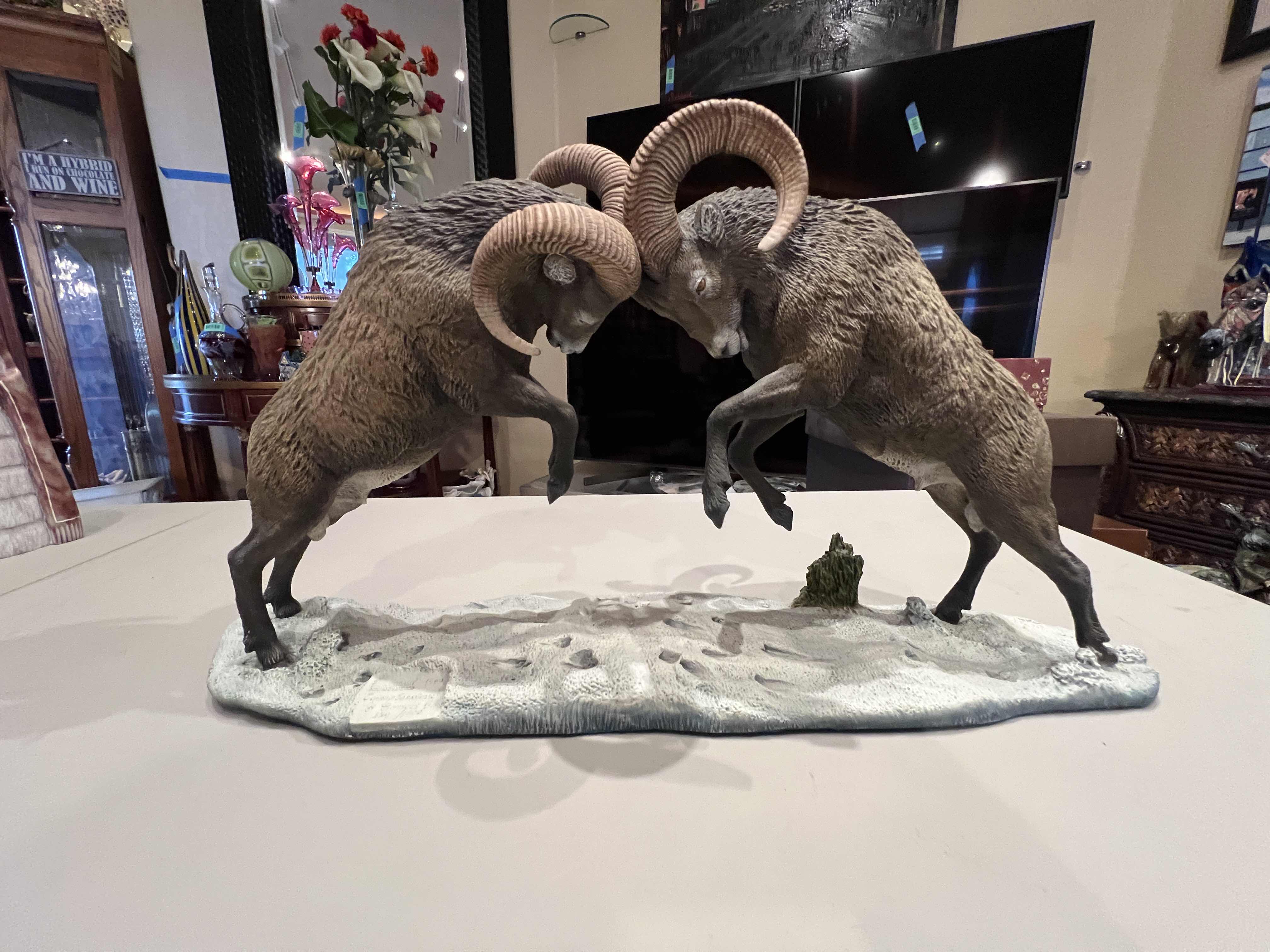 Photo 1 of CREART TWO RAMS FIGURE ARTWORK 354/1500 10”H X “20W
