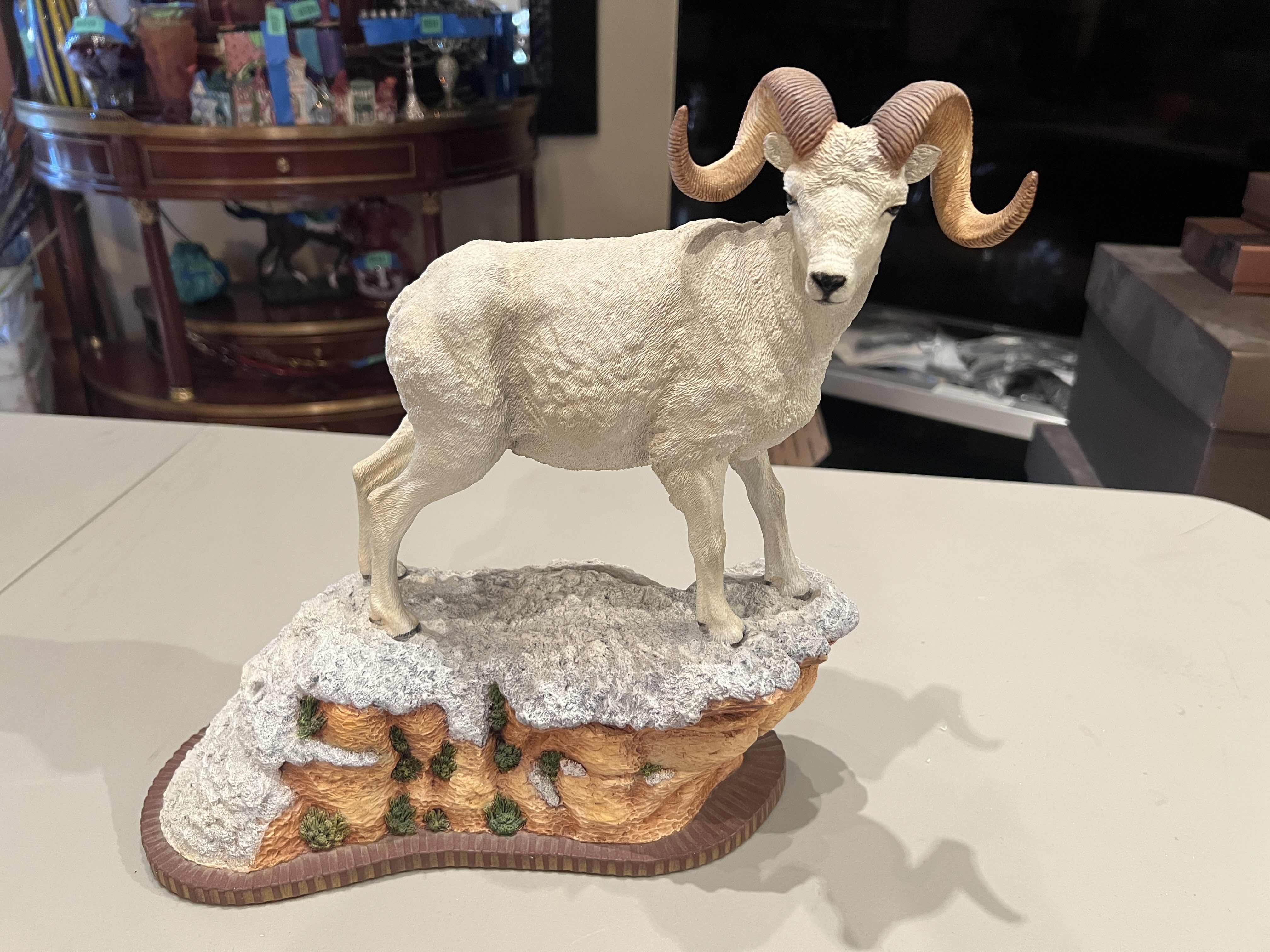 Photo 1 of CREART RESIN RAM ON SNOW COVERED RED ROCKS 14”H X 12”W