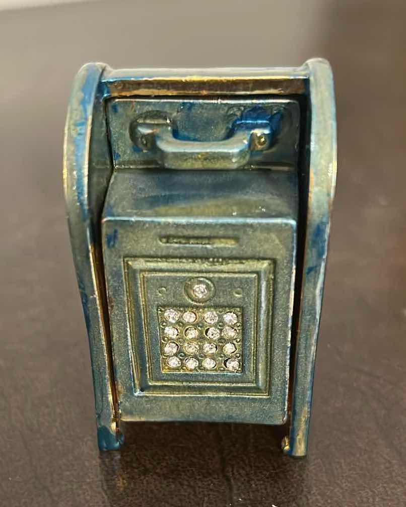 Photo 1 of 2-COLLECTION OF ORNATE CRYSTAL STUDDED TRINKET BOXES APPLE CROWN W MAIL BOX