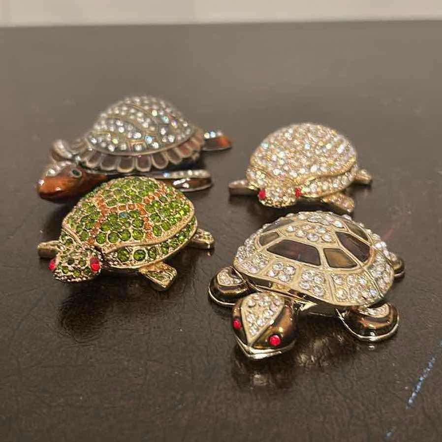 Photo 1 of 4- COLLECTABLE ORNATE CRYSTAL STUDDED TRINKET BOXES TURTLE