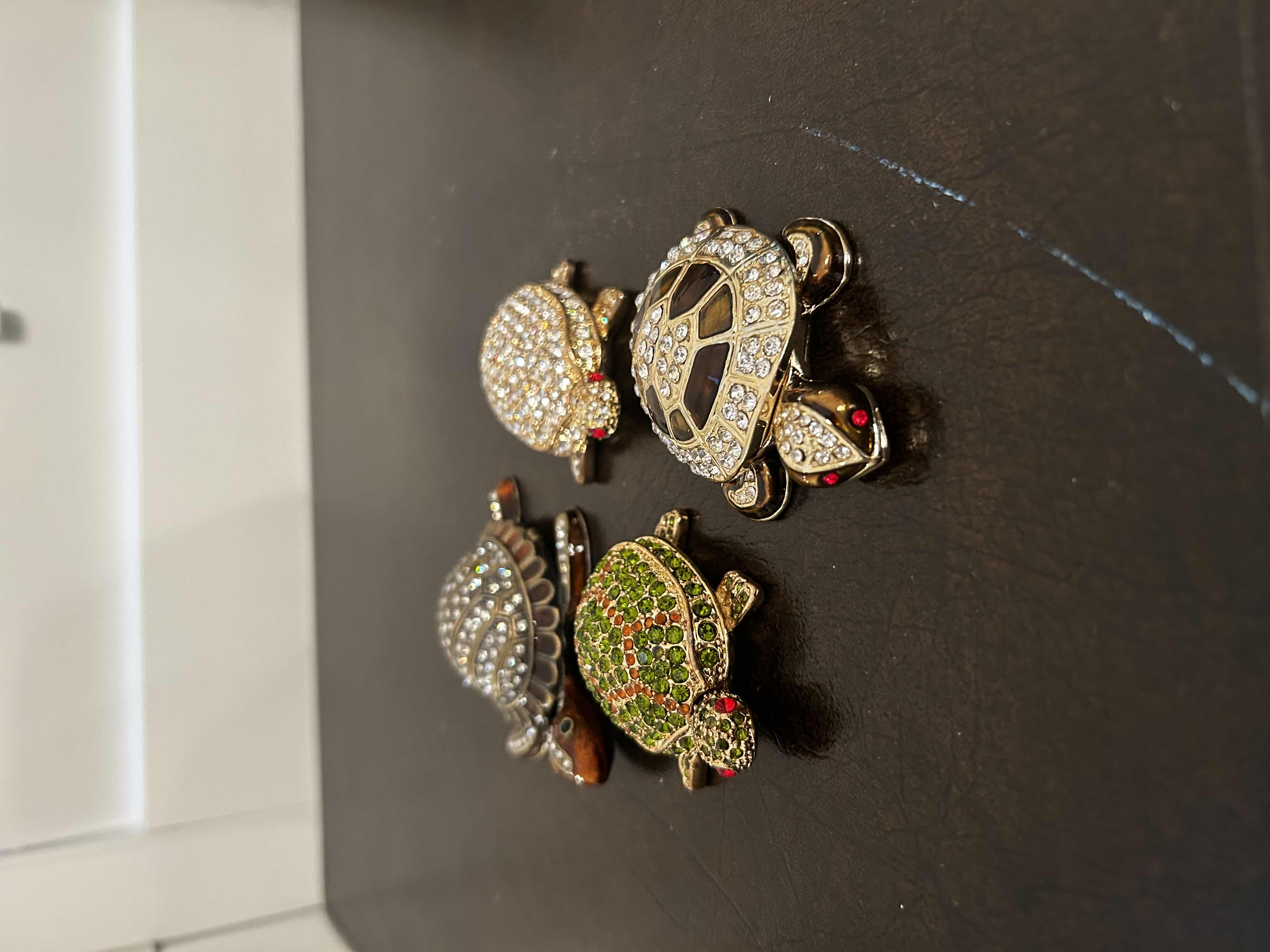 Photo 1 of 4- COLLECTABLE ORNATE CRYSTAL STUDDED TRINKET BOXES TURTLE