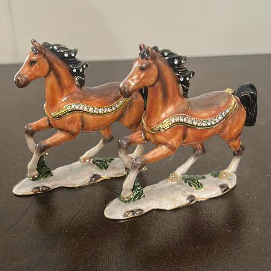 Photo 1 of 2- COLLECTABLE ORNATE CRYSTAL STUDDED TRINKET BOXES HORSE