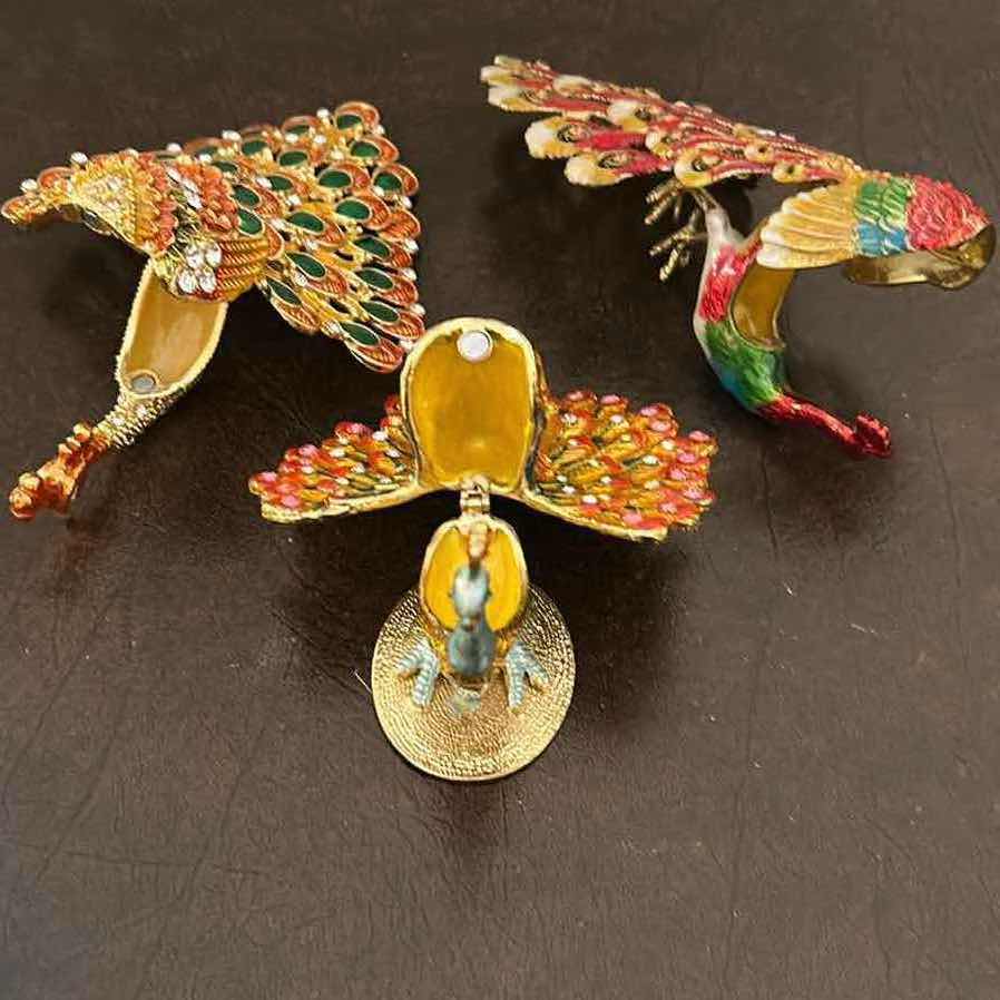 Photo 1 of 3- COLLECTABLE ORNATE CRYSTAL STUDDED TRINKET BOXES PEACOCK