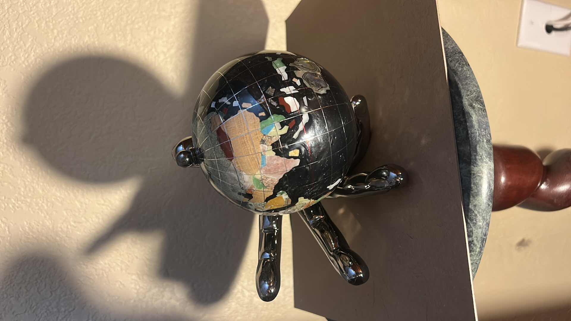 Photo 1 of ALEXANDER KALIFANO “WORLD IN YOUR HAND” GEMSTONE GLOBE WITH A BLACK OPAL OCEAN. 16.5” X 9 1/2” x 6”