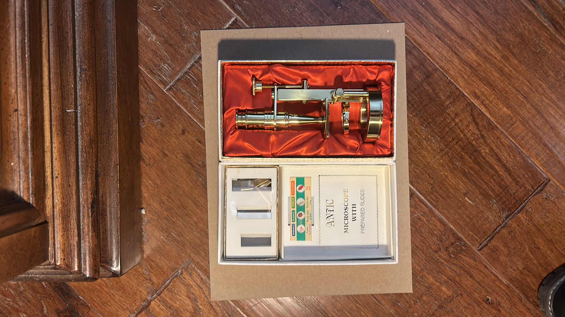 Photo 1 of ANTIC MICROSCOPE WITH PREPARED SLIDES