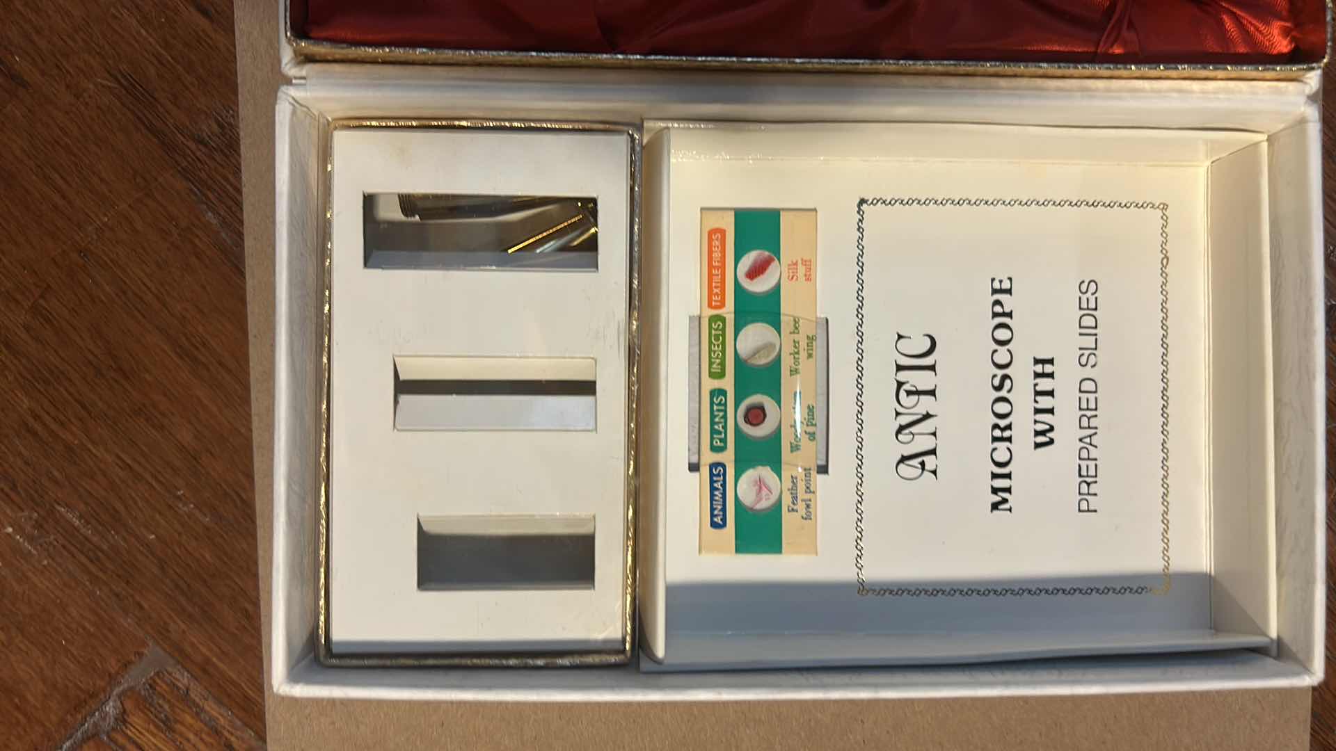 Photo 1 of ANTIC MICROSCOPE WITH PREPARED SLIDES