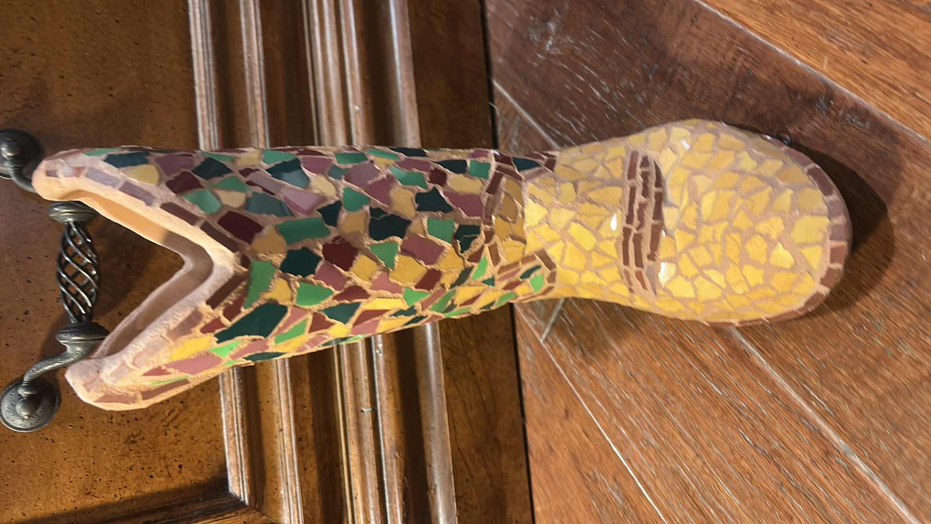 Photo 1 of AMEN HARDY HOME COWBOY BOOT FLOWER POT SIGNED MOSAIC POTTERY BOOT H12.25”