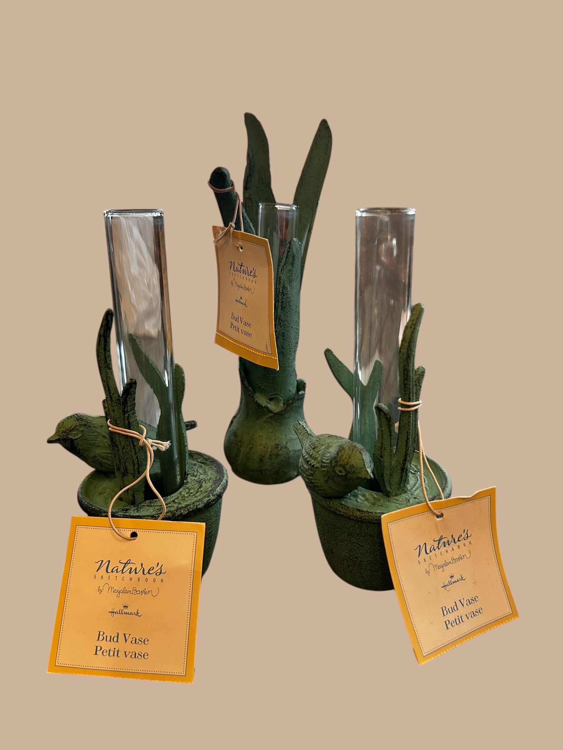 Photo 1 of 3- NATURES PETIT GREEN CAST IRON BUD VASE H 7"