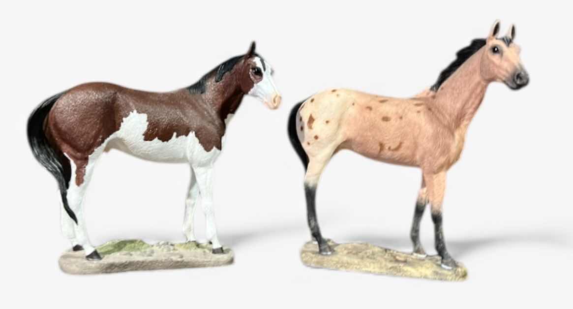 Photo 1 of 2 RESIN HORSE STATUES - H7.5”