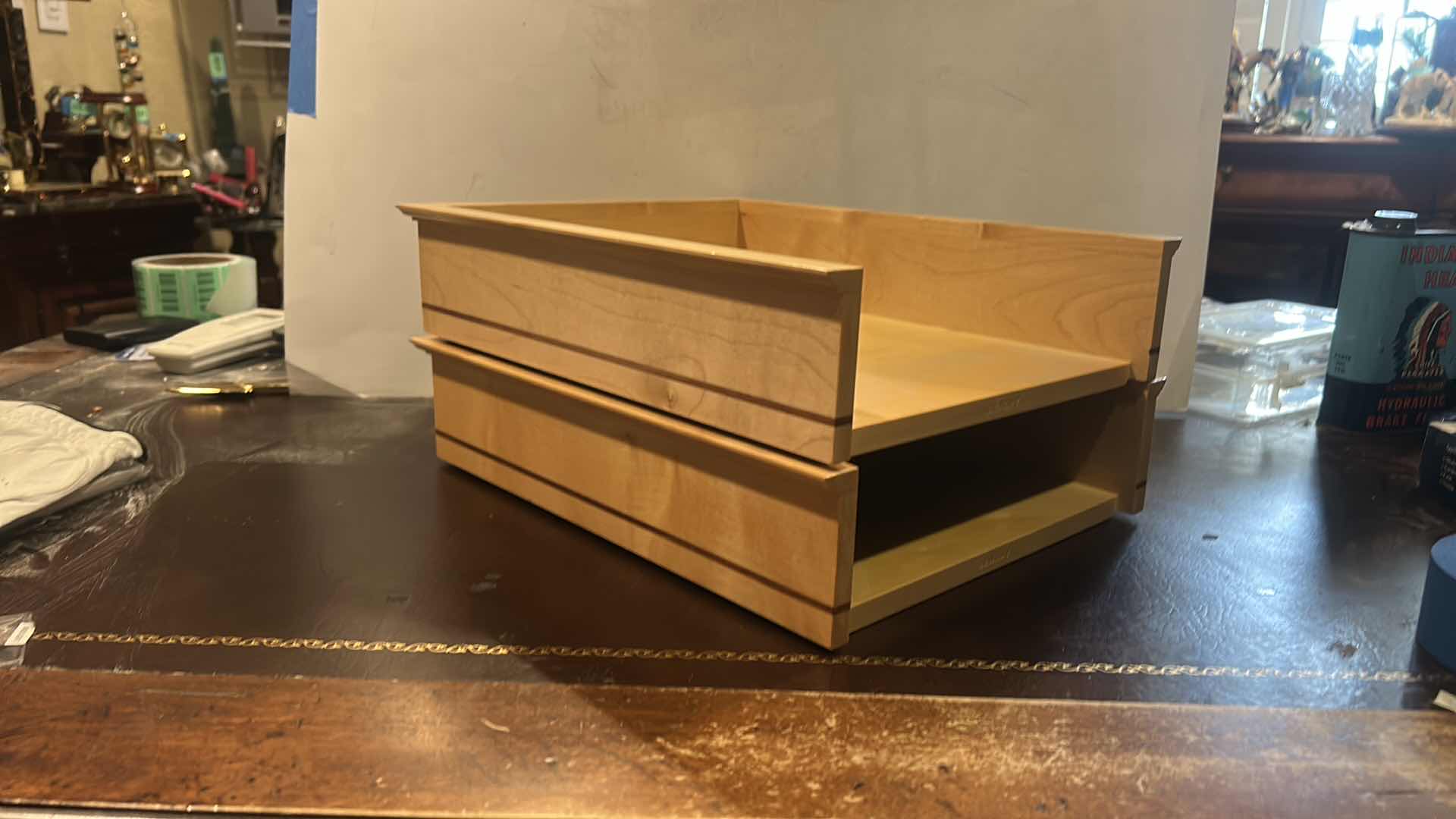 Photo 1 of 2 WOODEN DESK DOCUMENT HOLDER