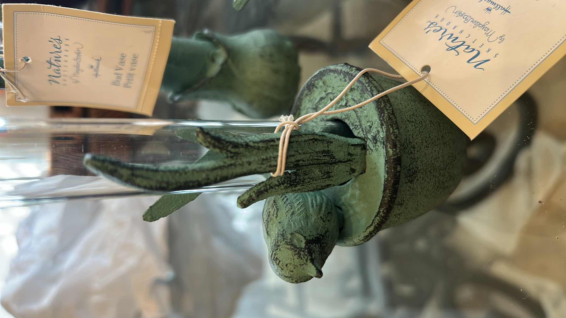 Photo 1 of 3- NATURES PETIT GREEN CAST IRON BUD VASE H 7"