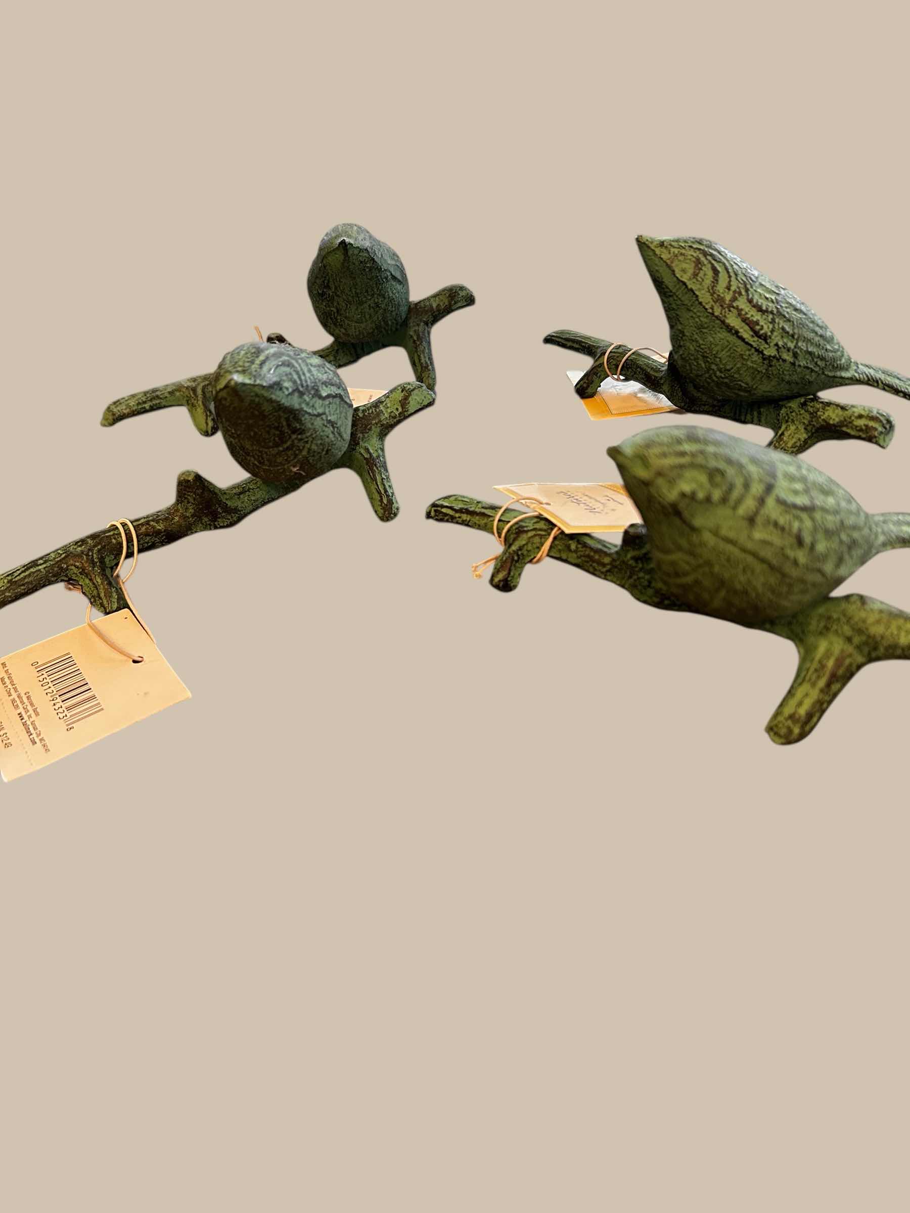 Photo 1 of 4- NATURES GREEN CAST IRON  BIRD ON BRANCH