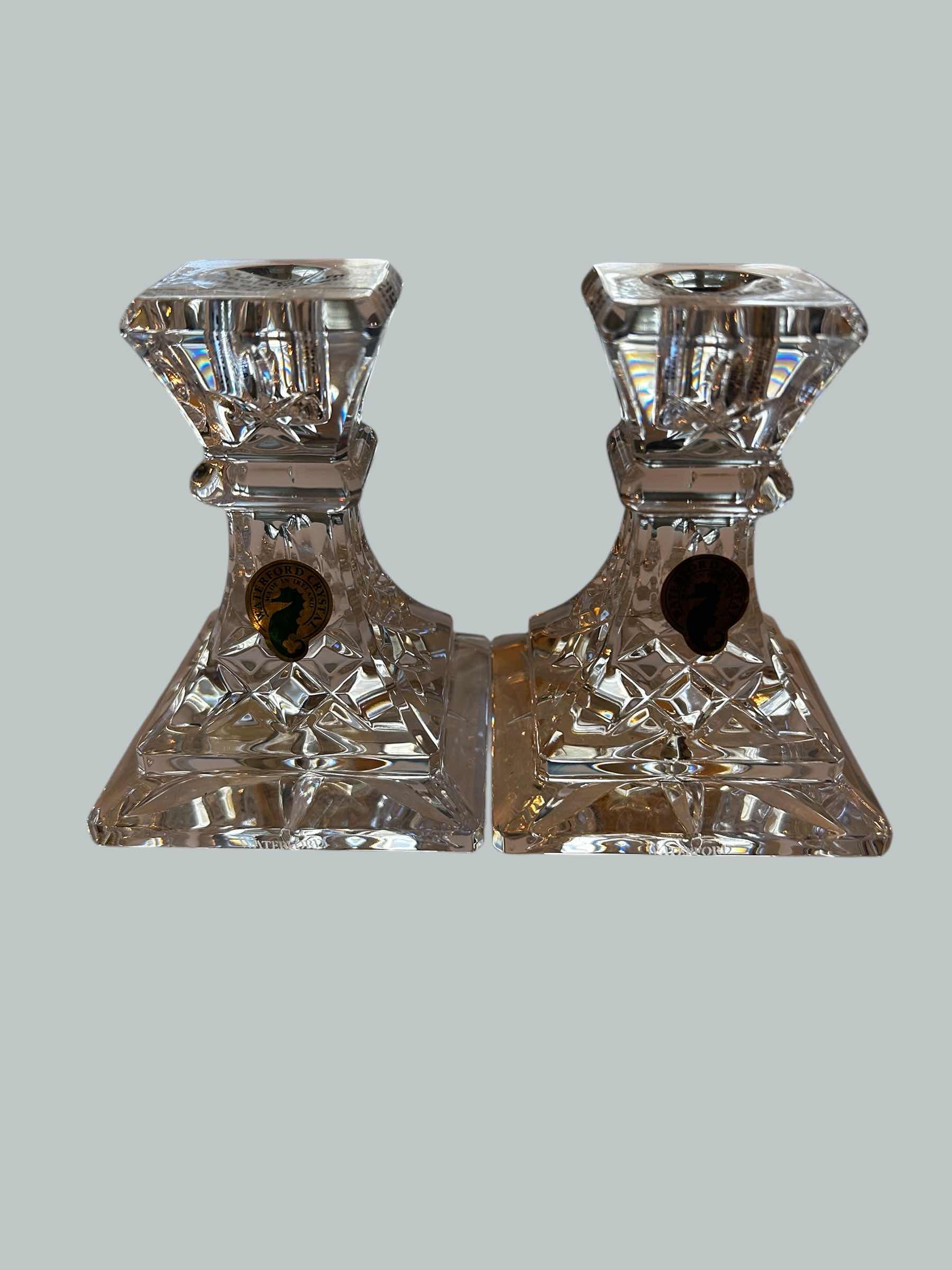 Photo 1 of 2- WATERFORD LISMRE CRYSTAL CANDLESTICKS H 5"