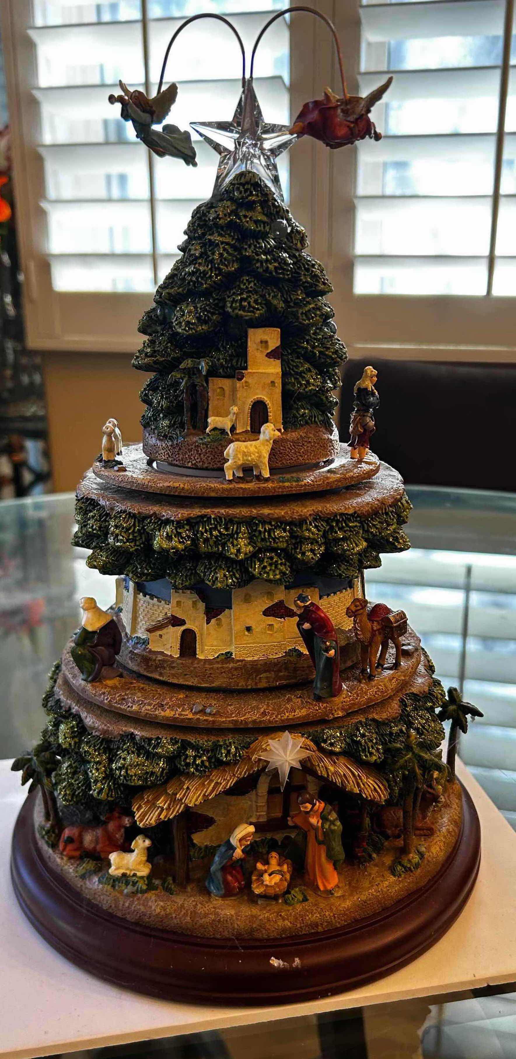 Photo 1 of no sound-----------nonfunctional -----------ROMAN MUSICAL NATIVITY TREE TRIPLE ROTATION H 16"