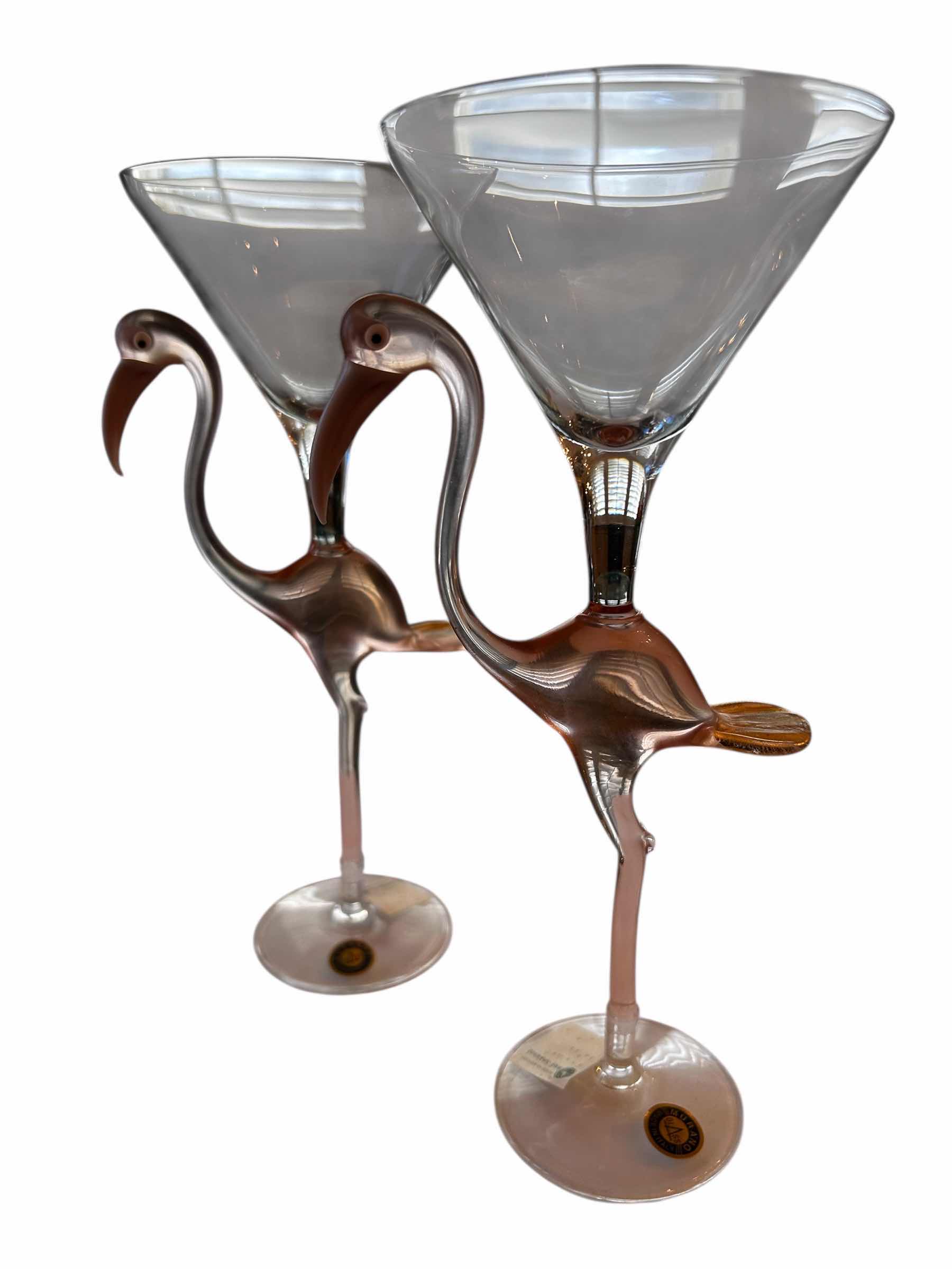 Photo 1 of 2-FLAMINGO STEM MARTINI GLASSES