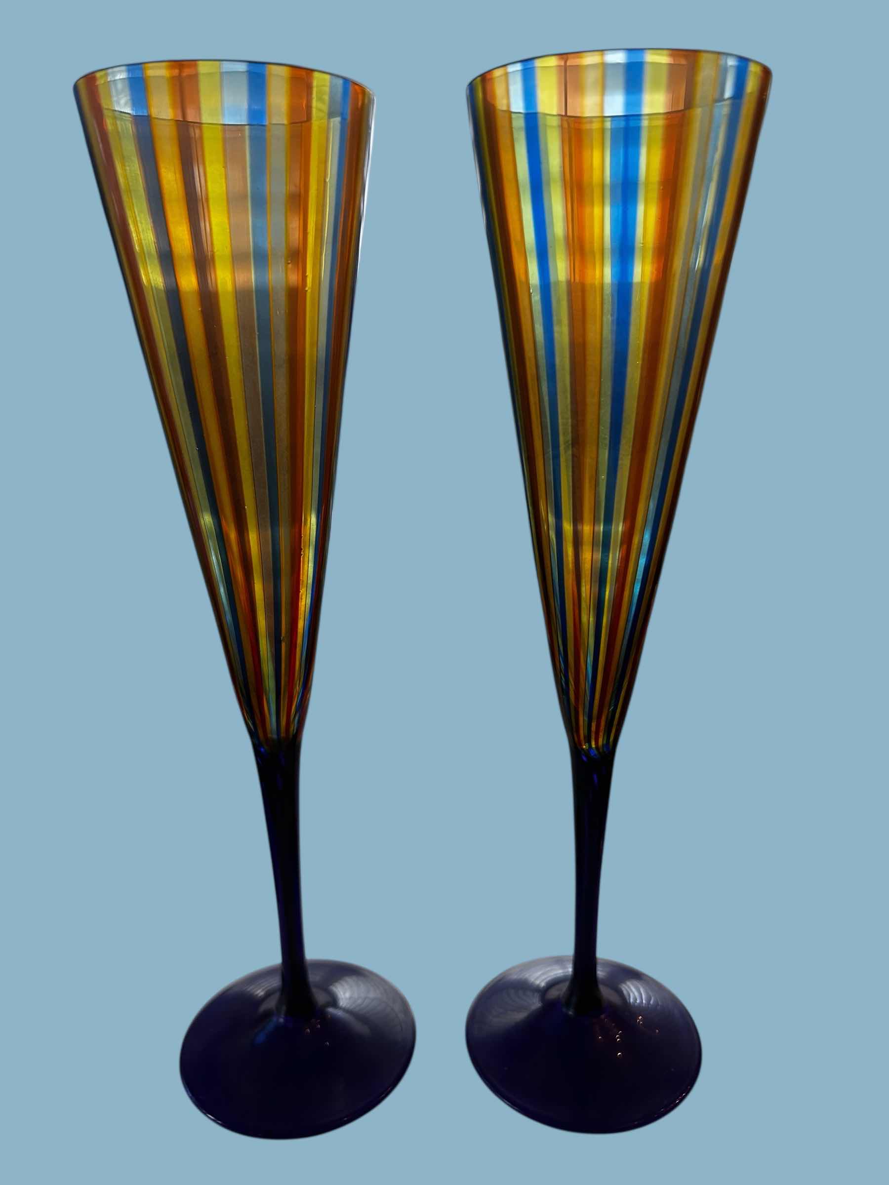 Photo 1 of 2-  L OBJET PRISM CHAMPAGNE FLUTES