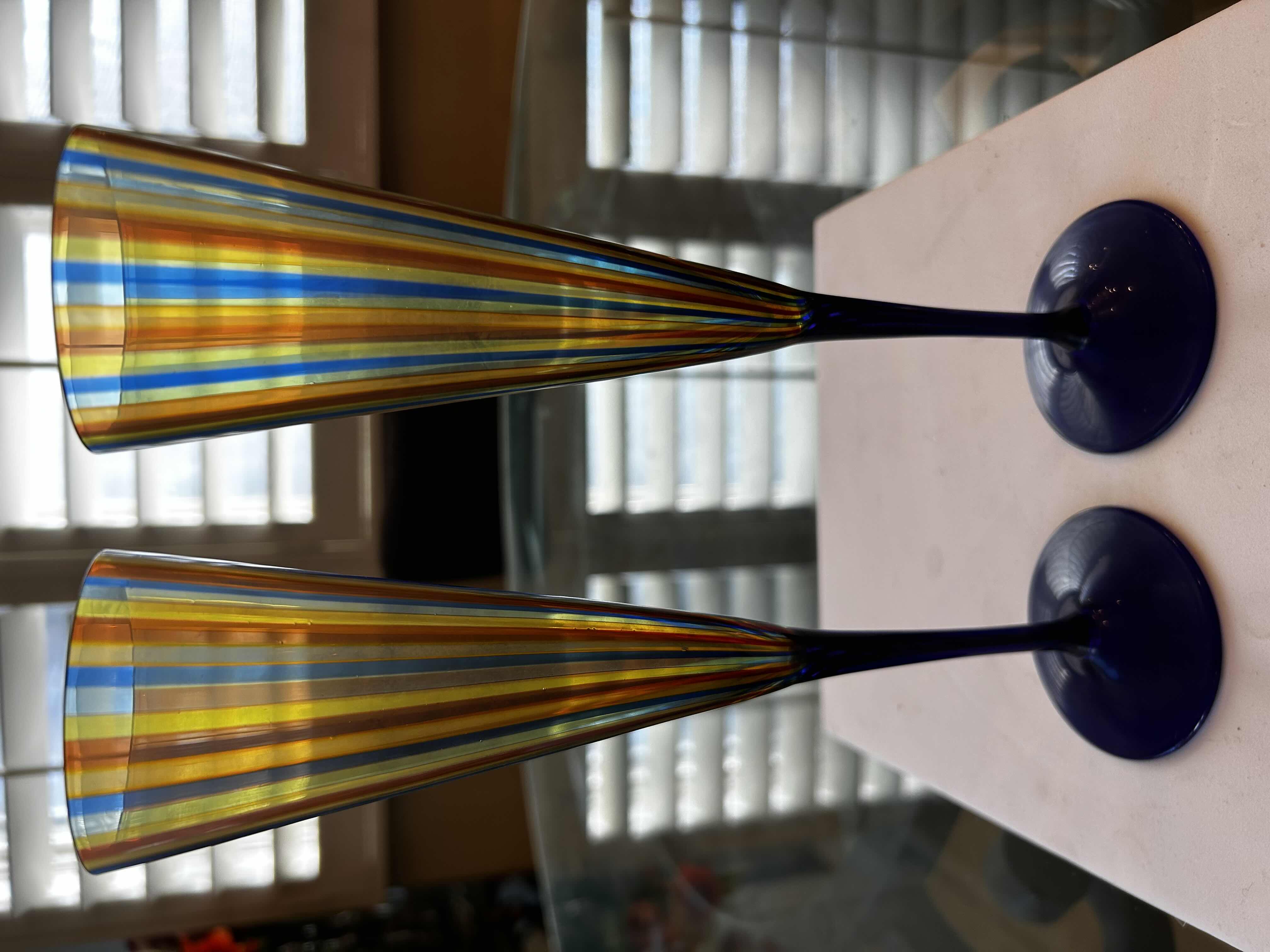 Photo 1 of 2-  L OBJET PRISM CHAMPAGNE FLUTES