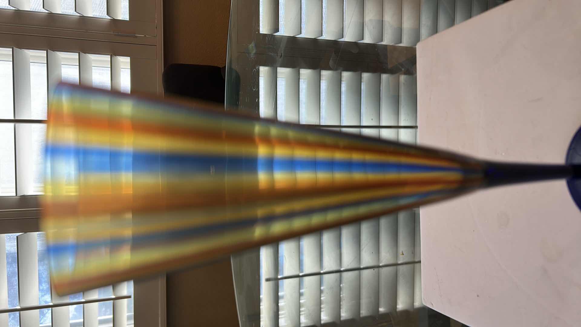 Photo 1 of 2- MURANO STRIPED W BLUE STEM FLUTES