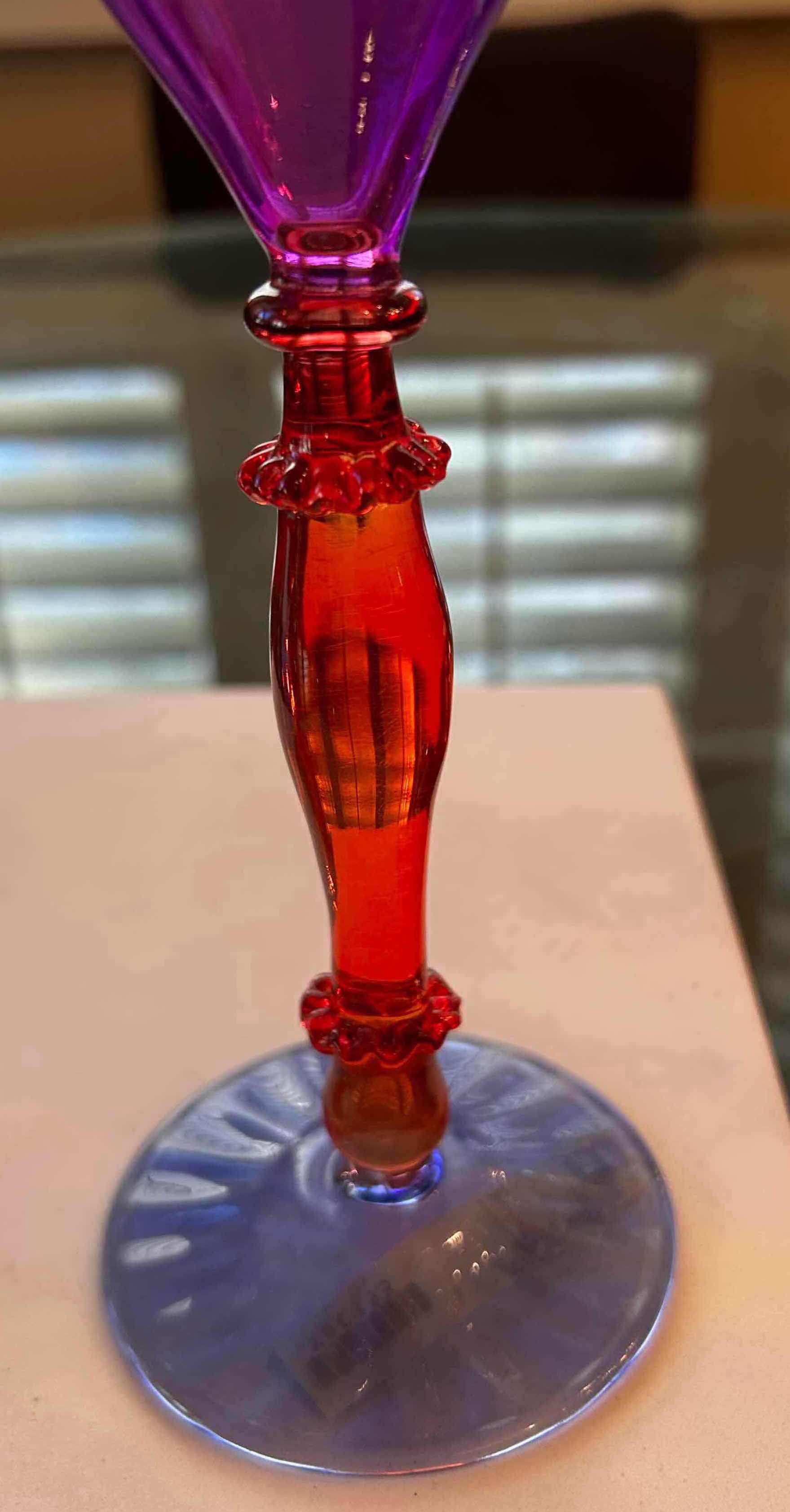 Photo 1 of 2- HAND BLOWN MURANO ART GLASS MARTINI GLASSES