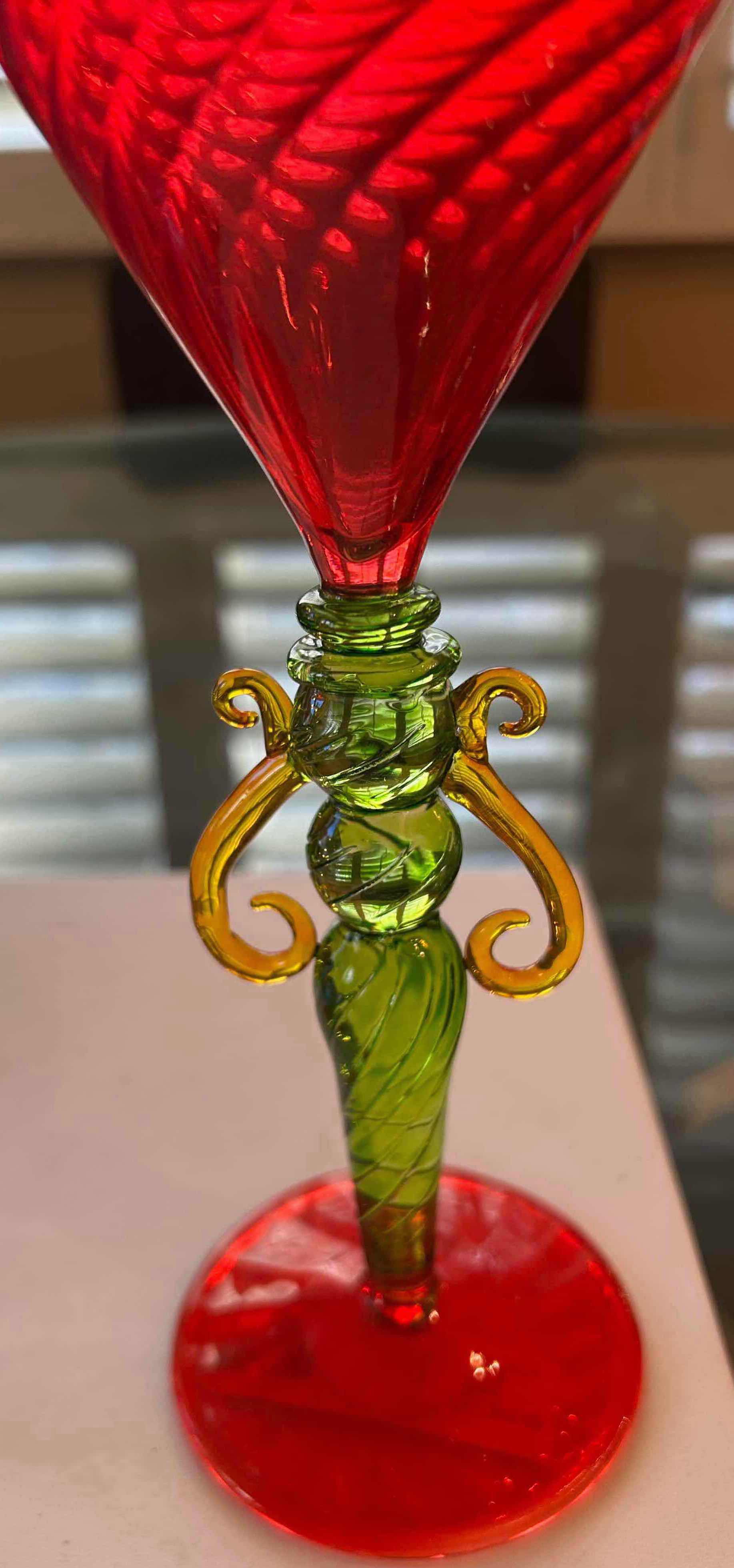 Photo 1 of 2- HAND BLOWN MURANO ART GLASS MARTINI GLASSES