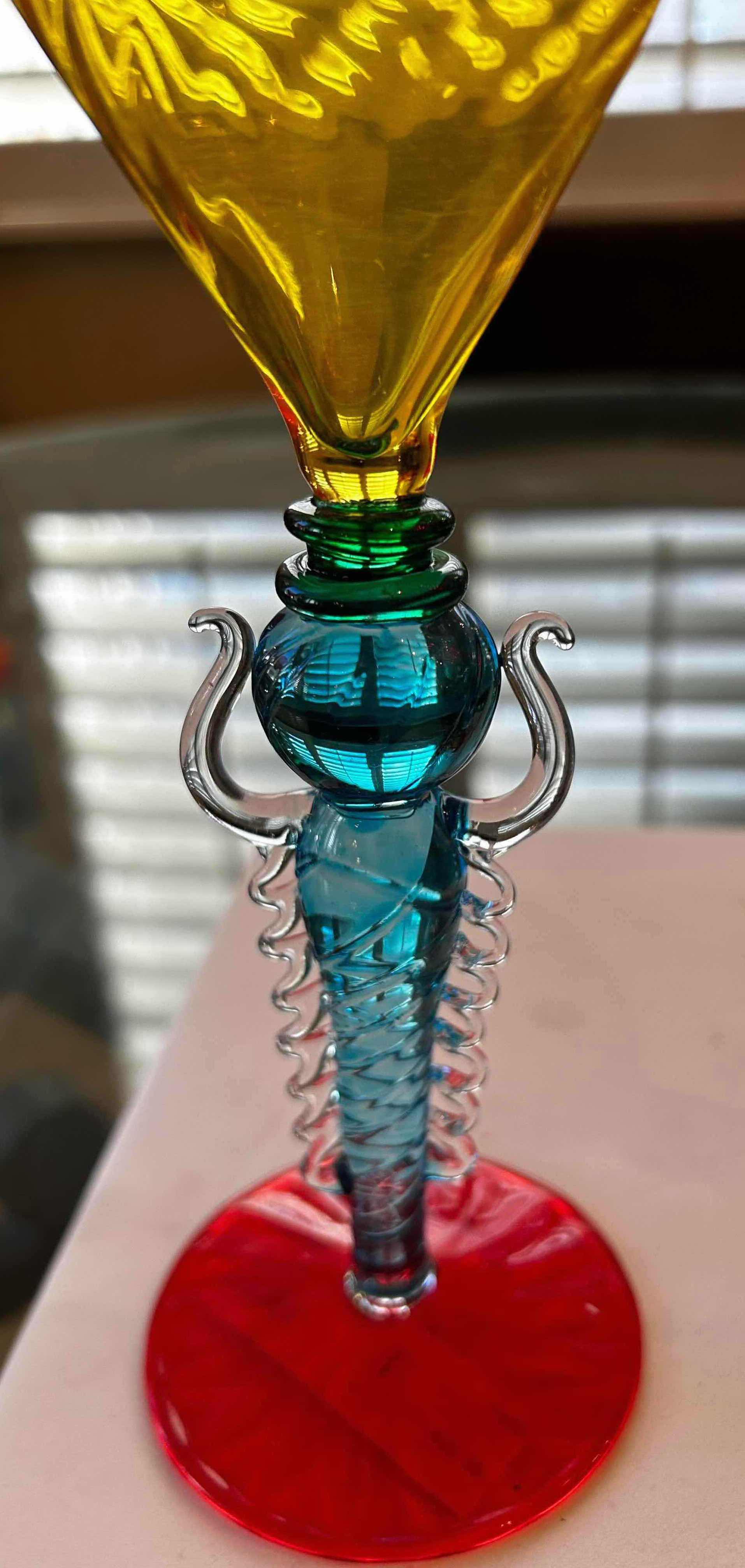 Photo 1 of 2- HAND BLOWN MURANO ART GLASS MARTINI GLASSES