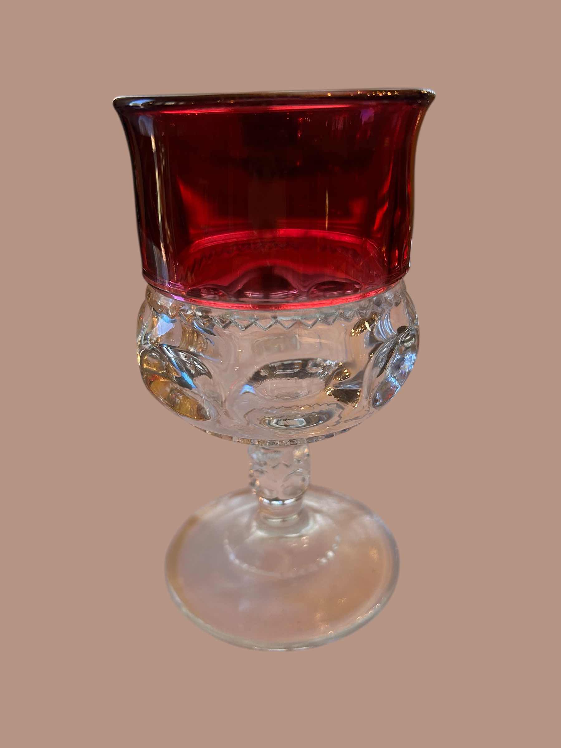 Photo 1 of 6- VINTAGE TIFFIN FRANCISCAN KINGS CROWN RED WATER GOBLETS