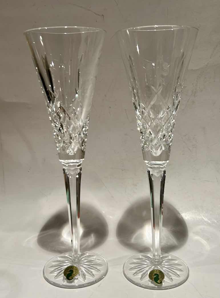 Photo 1 of 2 SHANNON CUT CRYSTAL FLUTE GLASSES