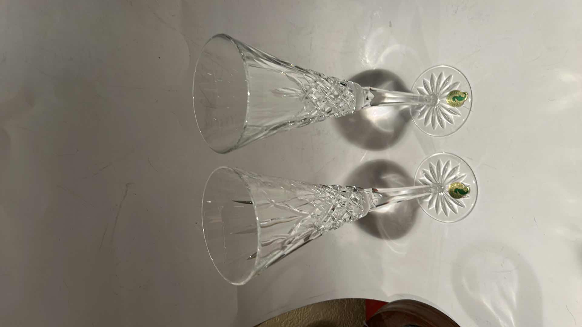 Photo 1 of 2 SHANNON CUT CRYSTAL FLUTE GLASSES