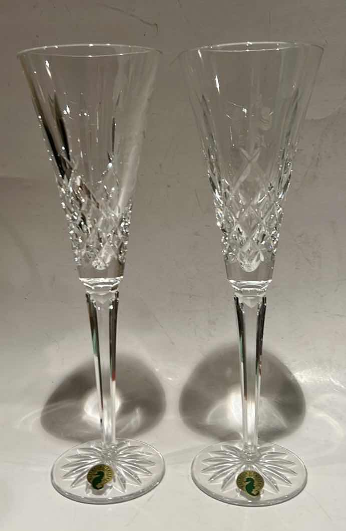 Photo 1 of 2 SHANNON CUT CRYSTAL FLUTE GLASSES