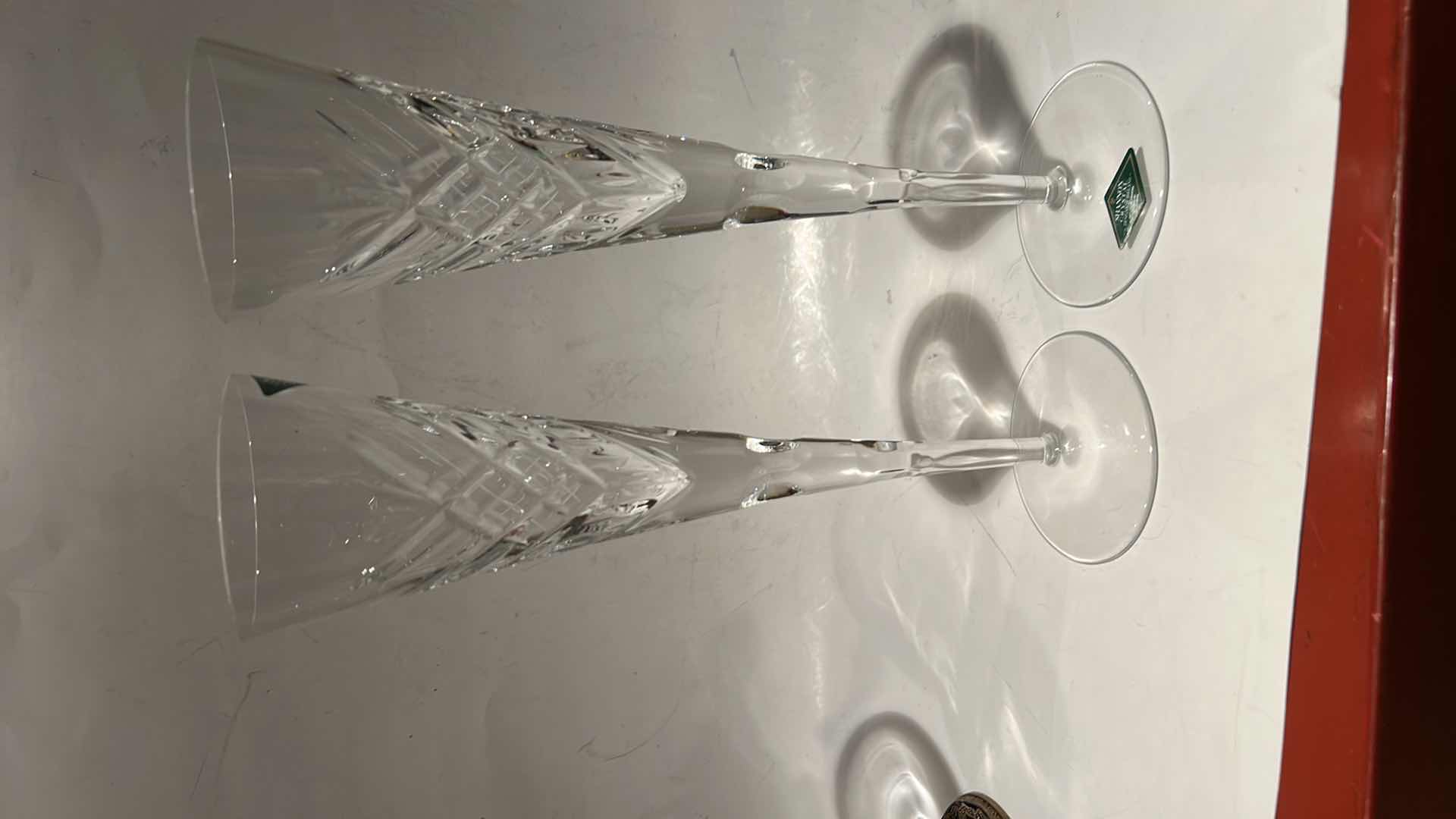 Photo 1 of 2 SHANNON CUT CRYSTAL FLUTE GLASSES