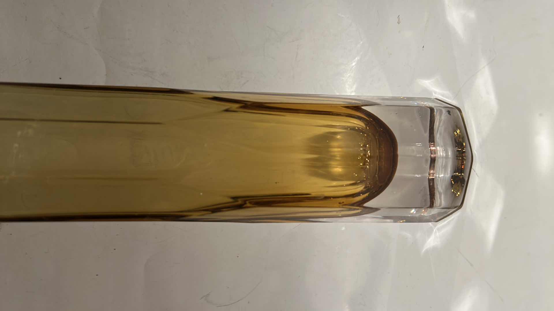 Photo 1 of VINTAGE AMBER FACETED GLASS VASE. H11”