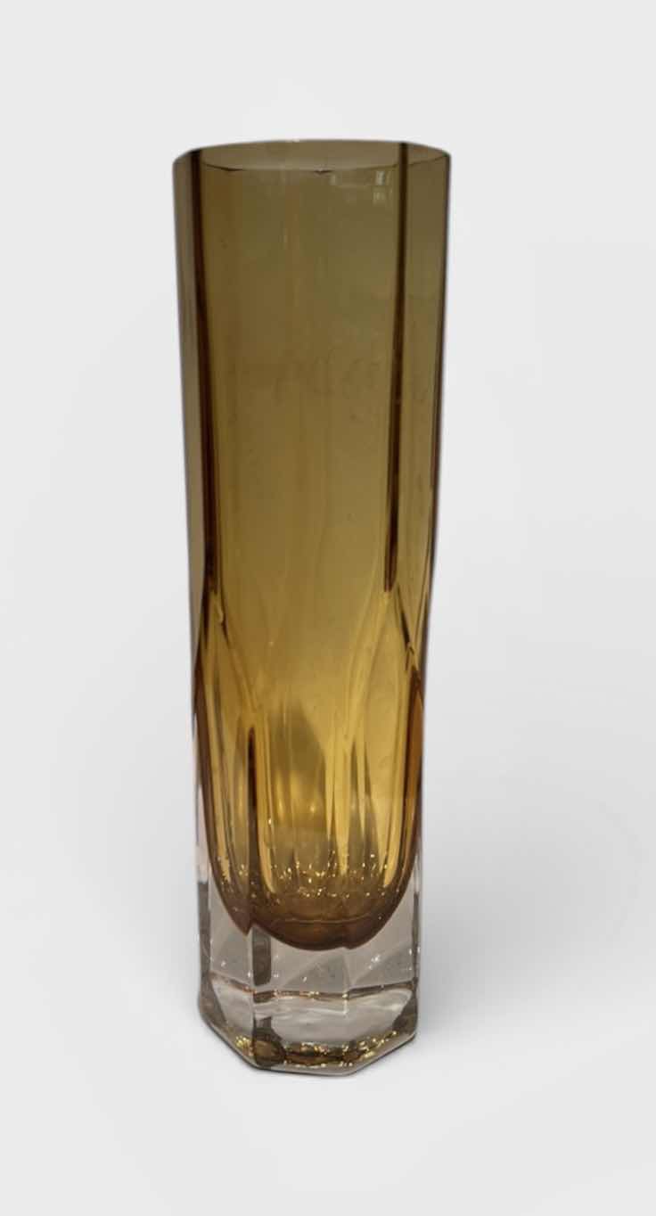 Photo 1 of VINTAGE AMBER FACETED GLASS VASE. H11”