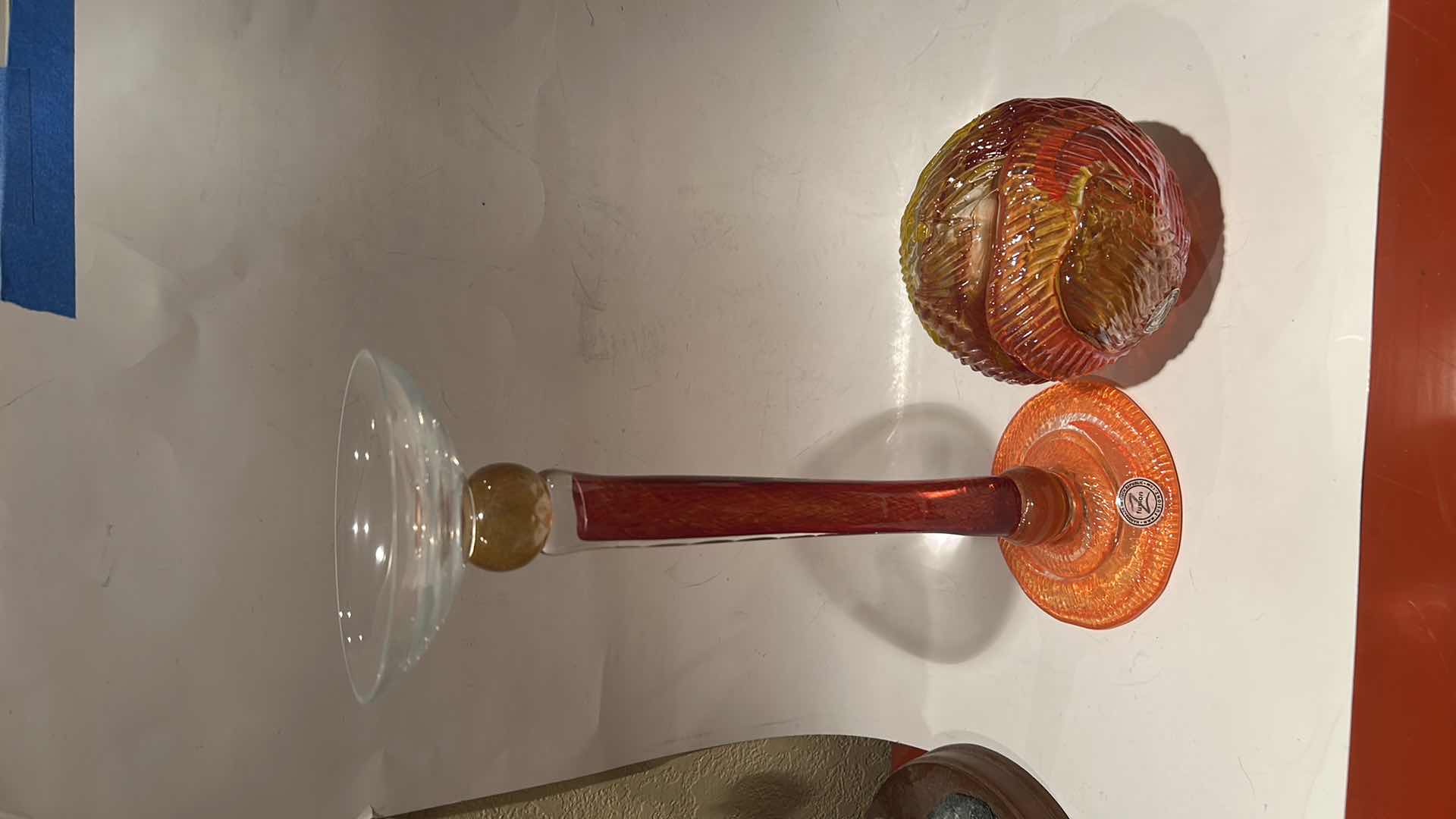 Photo 1 of 2 PC’S- HANDMADE IN CZECH REPUBLIC BY Z FUSION COLOR COLORED GLASS HOME DÉCOR  
13 1/2” &  5”