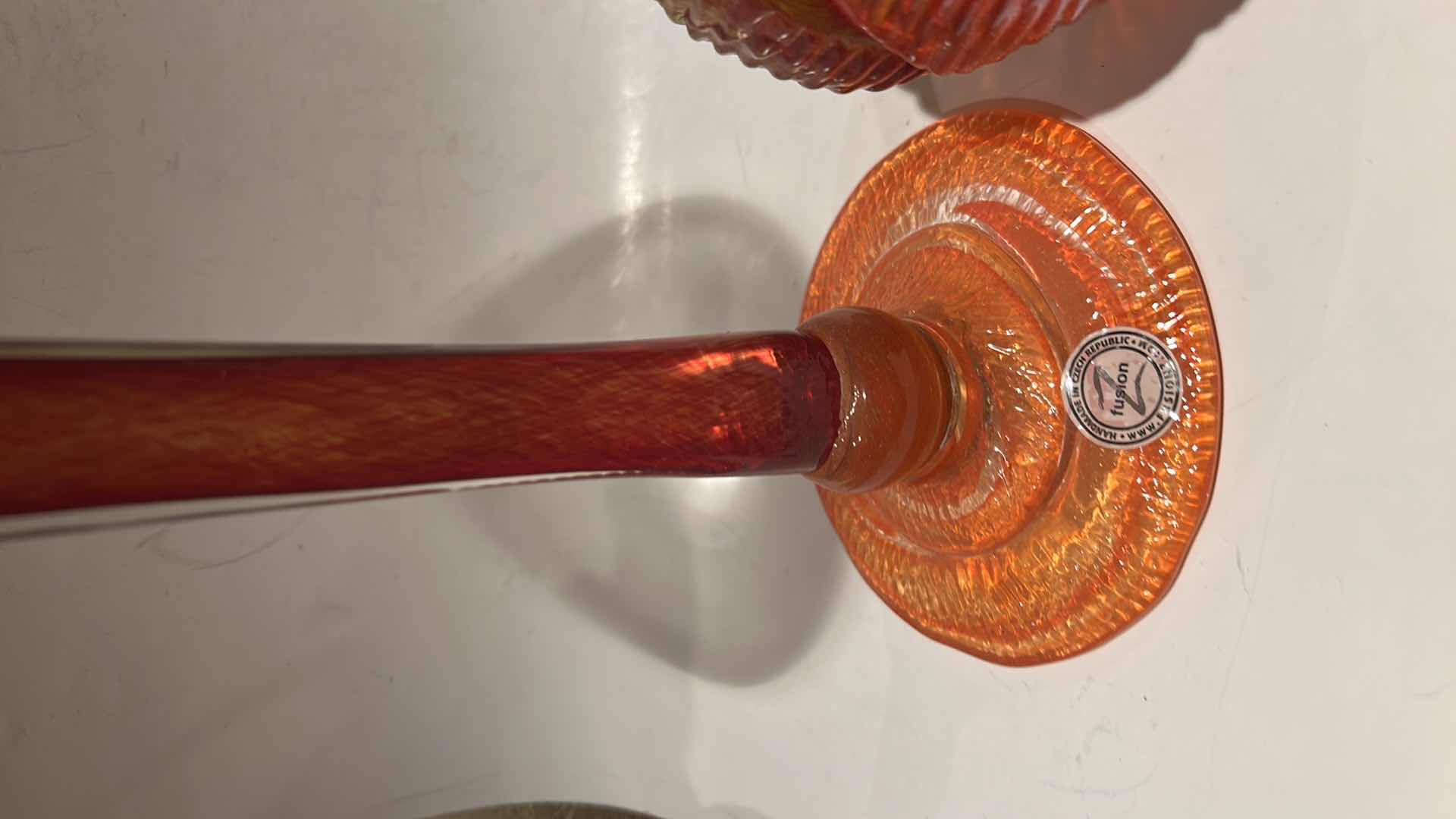 Photo 1 of 2 PC’S- HANDMADE IN CZECH REPUBLIC BY Z FUSION COLOR COLORED GLASS HOME DÉCOR  
13 1/2” &  5”