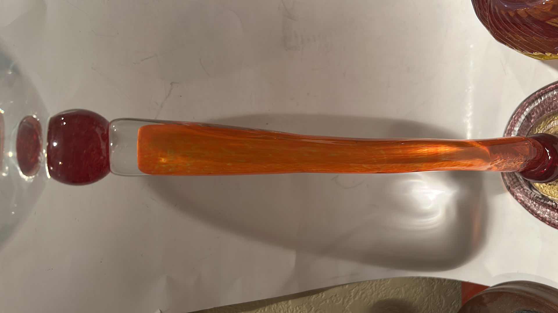 Photo 1 of 2 PC’S -HANDMADE IN CZECH REPUBLIC BY Z FUSION COLOR COLORED GLASS HOME DÉCOR  
 16” & 5”