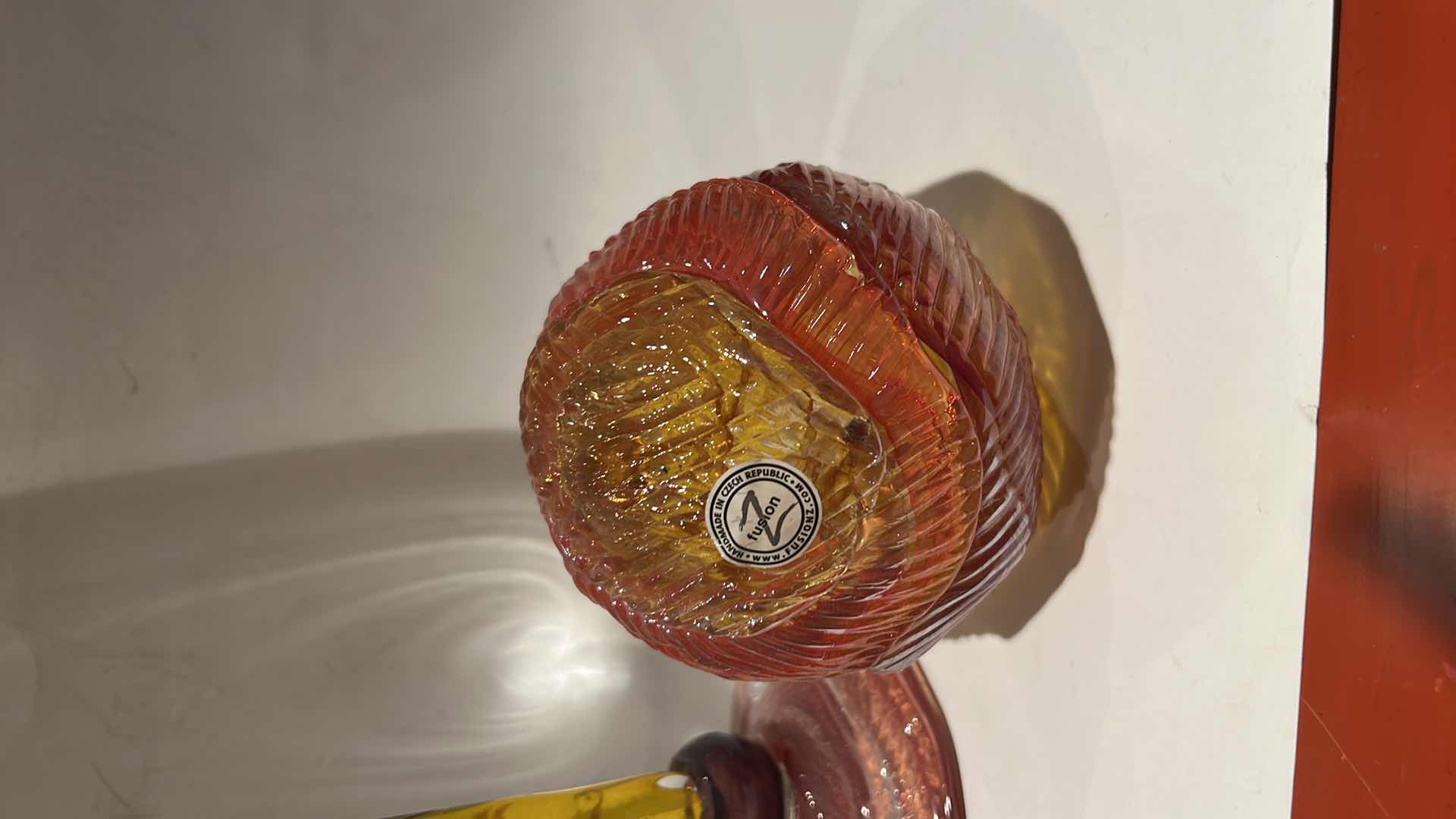 Photo 1 of 2 PC’S HANDMADE IN CZECH REPUBLIC BY Z FUSION COLOR COLORED GLASS HOME DÉCOR  18.25” & 5”