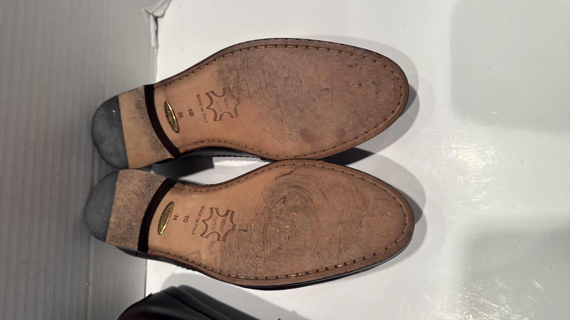 Photo 1 of 2-PAIRS BROWN LEATHER DESIGNER MEN’S LOAFER SHOES (SIZE 10M)