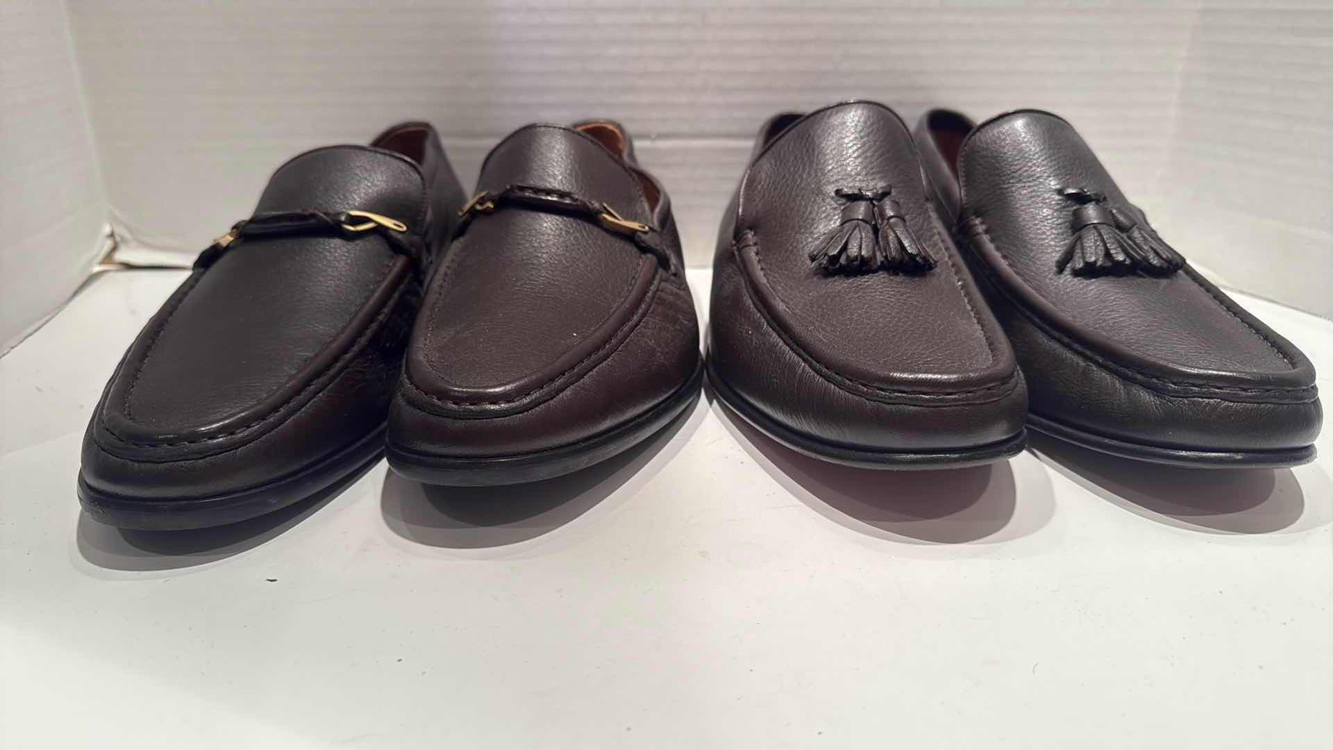 Photo 1 of 2-PAIRS BALLY BROWN LEATHER MEN’S DESIGNER LOAFER SHOES (SIZE 9.5)