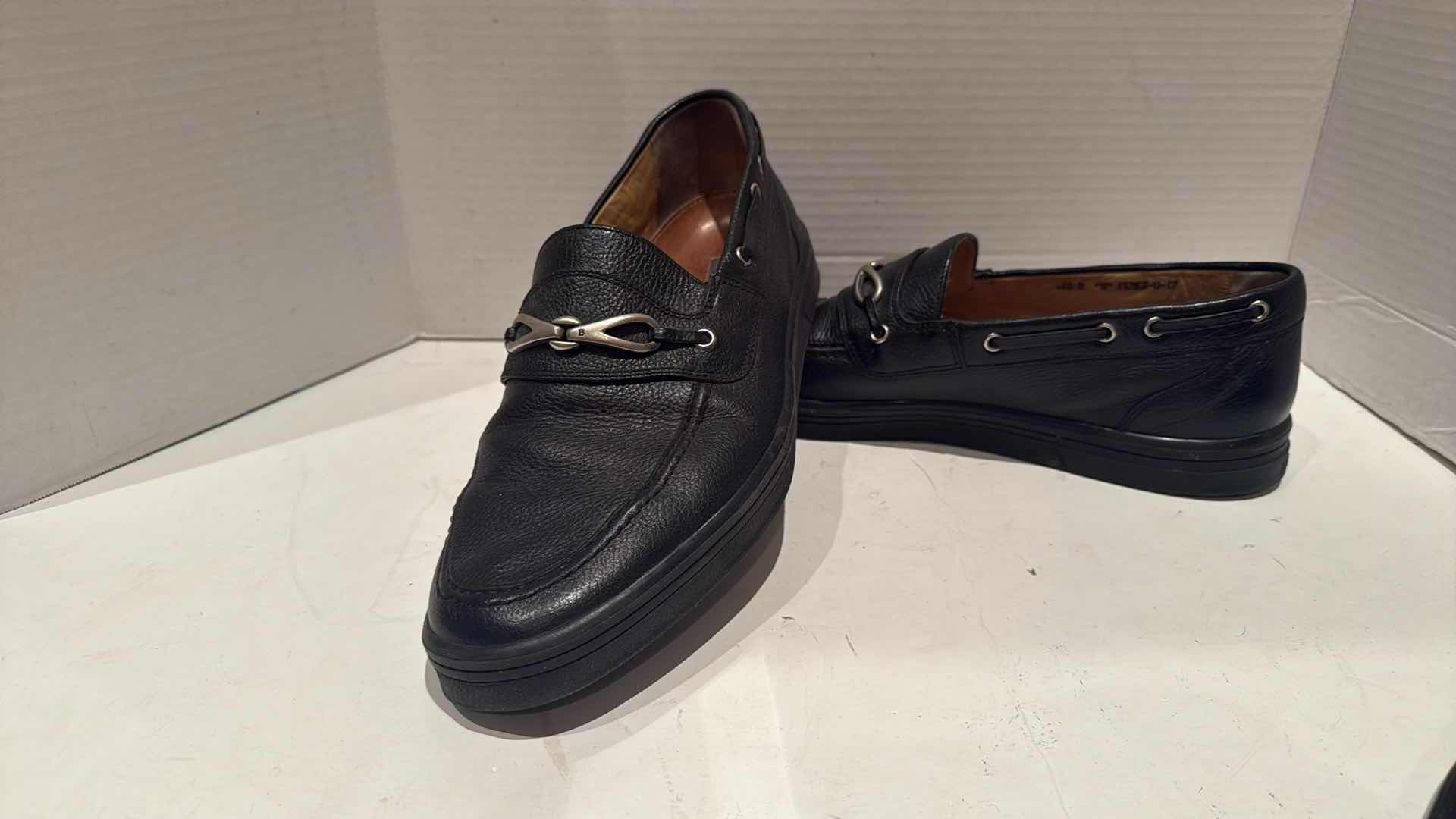 Photo 1 of 2-PAIRS BALLY DESIGNER MEN’S BLACK LOAFER SHOES (SIZE 9.5, 10)