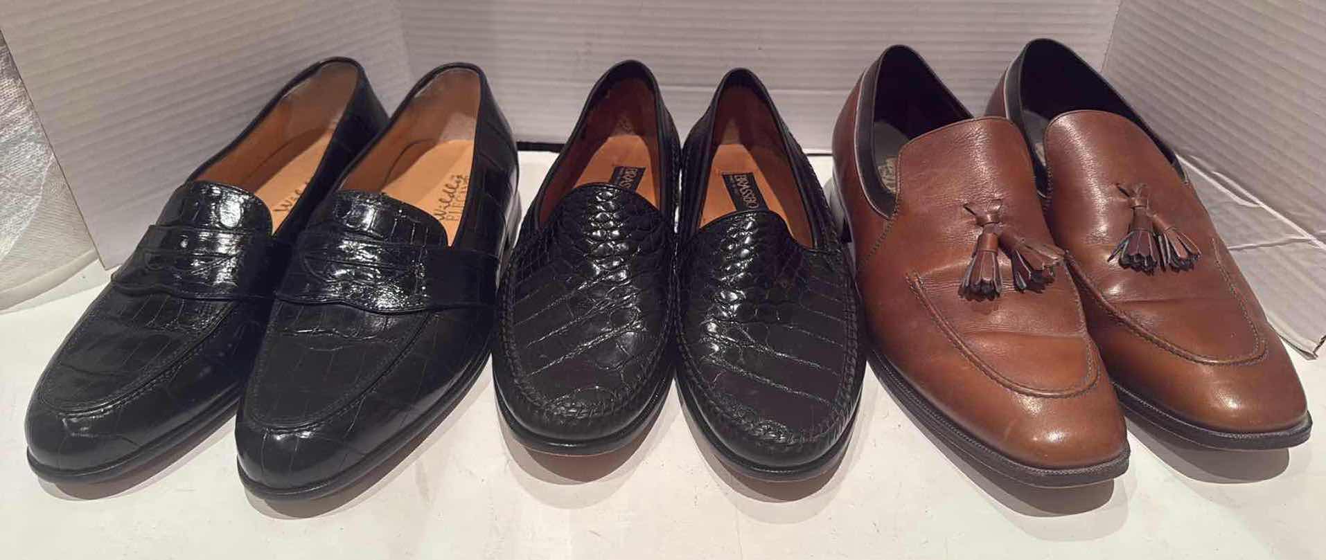 Photo 1 of 4-PAIRS MEN’S DESIGNER LEATHER LOAFER SHOES (SIZE 10-10.5)