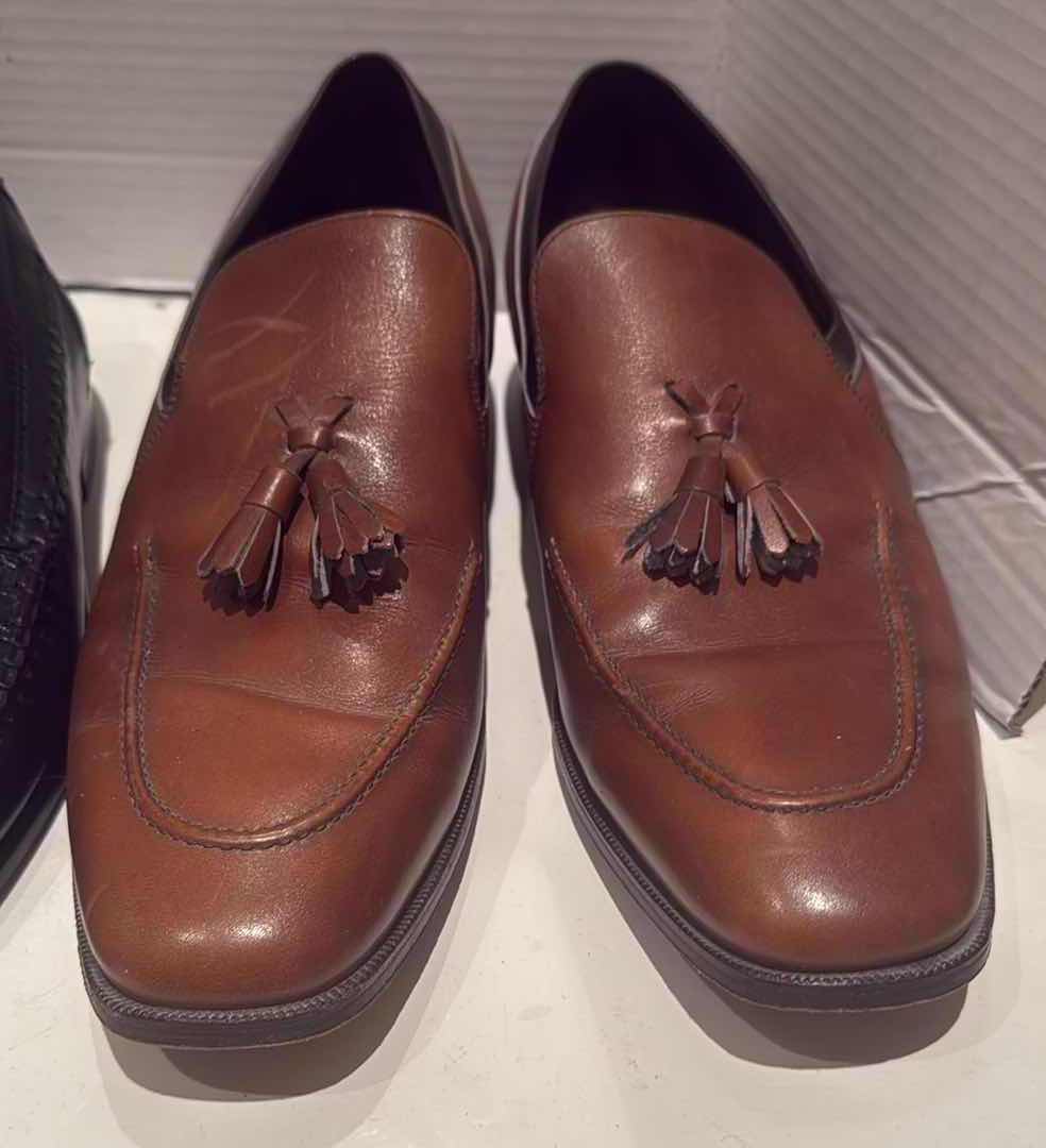 Photo 1 of 4-PAIRS MEN’S DESIGNER LEATHER LOAFER SHOES (SIZE 10-10.5)
